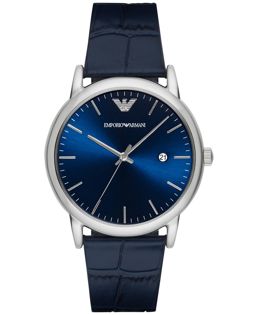 Emporio armani Men's Luigi Blue Leather Strap Watch 43mm Ar2501 in