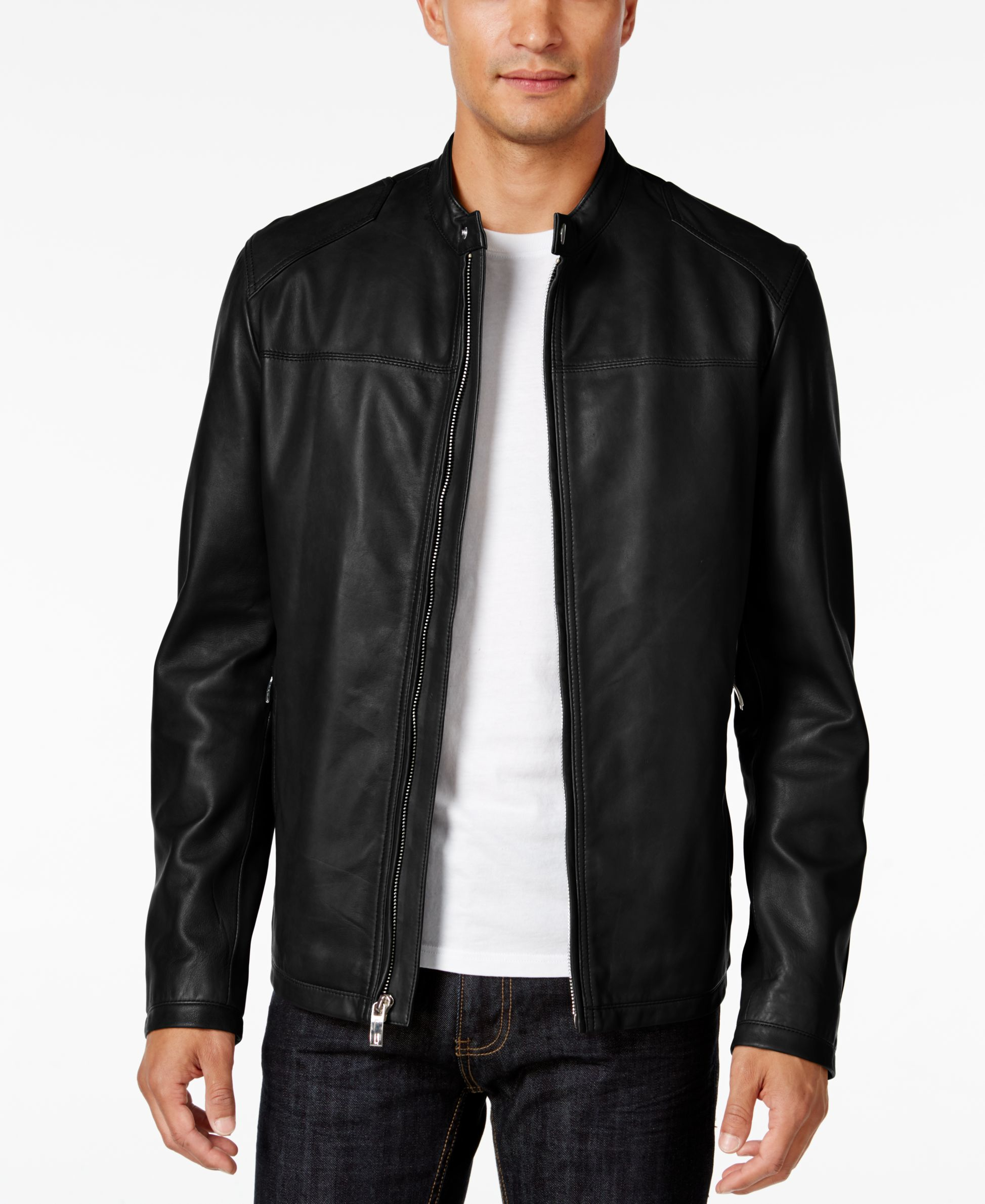 Inc international concepts Men&#39;s Genuine Leather Moto Jacket, Only At Macy&#39;s in Black for Men | Lyst