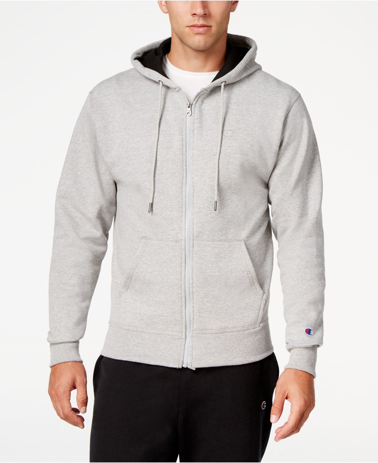 Champion Men's Powerblend Fleece Zip Hoodie in Gray for Men | Lyst