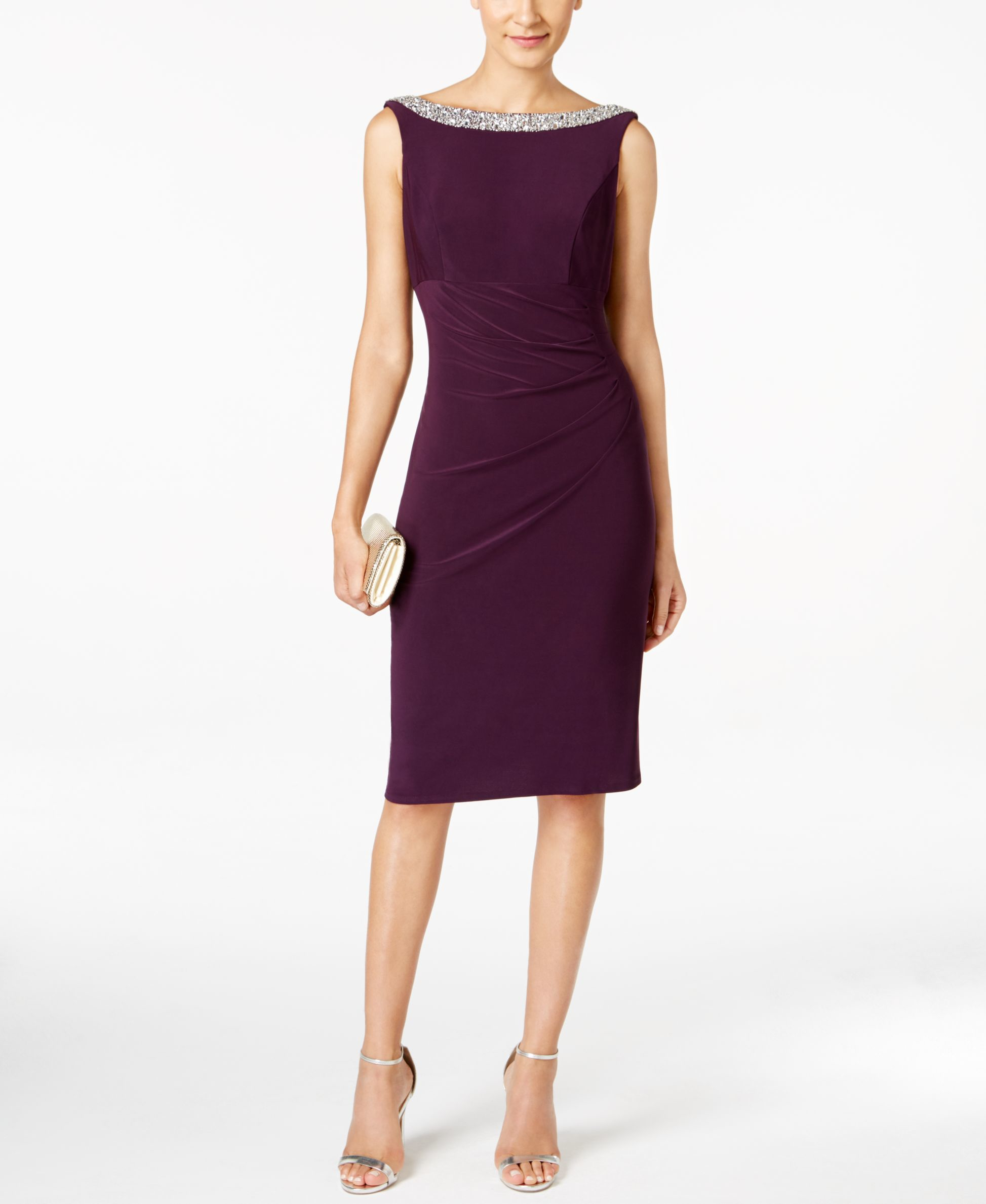 Alex evenings Beaded Cowl  back  Cocktail  Dress  in Purple Lyst