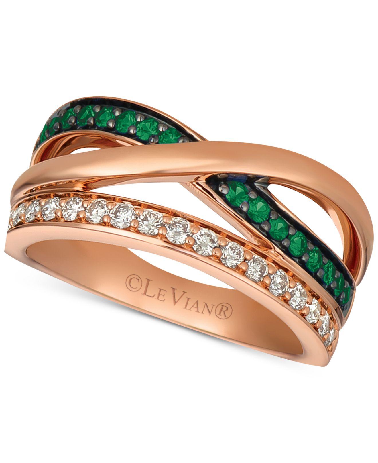 Le Vian Emerald Emerald 15 Ct Tw Diamond 14 Ct Tw Ring In 14k Rose Gold Also Available In Sapphire 