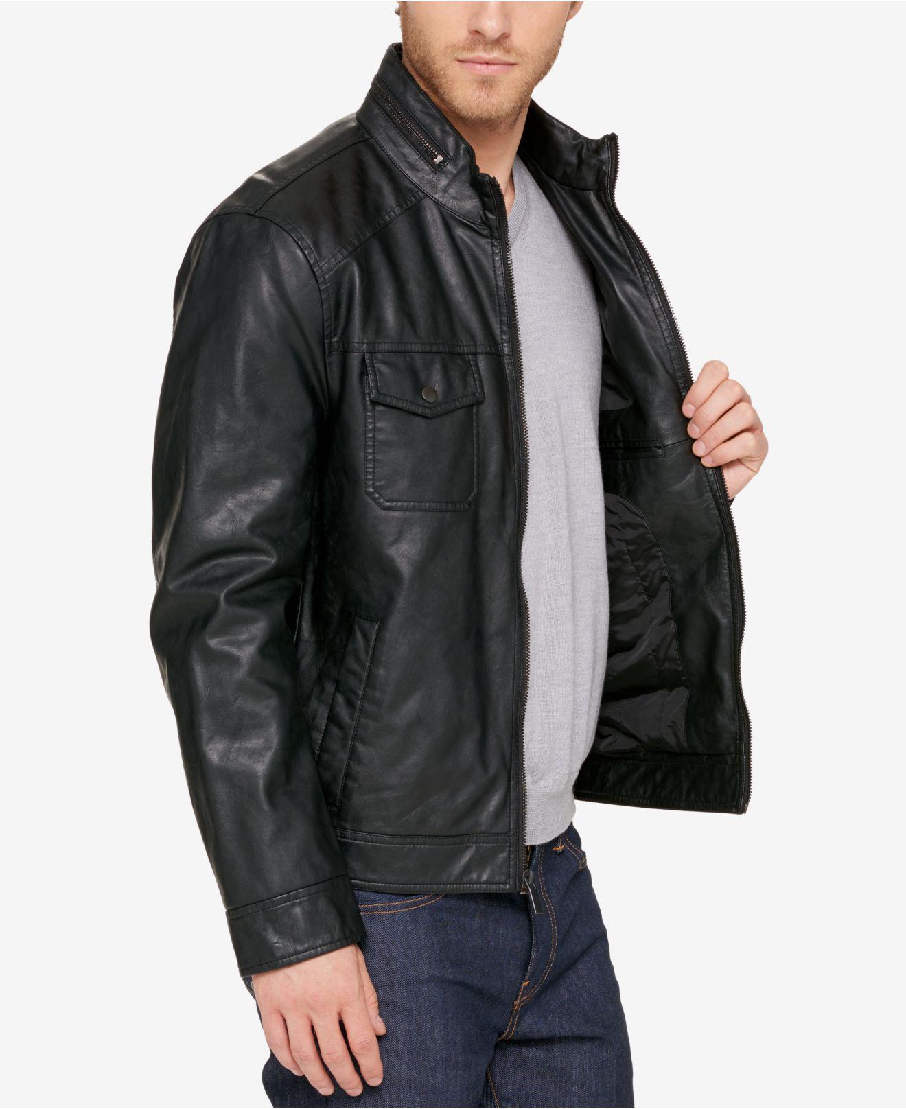 Lyst Kenneth Cole Men S Garrison Faux Leather Jacket In Black For Gallery