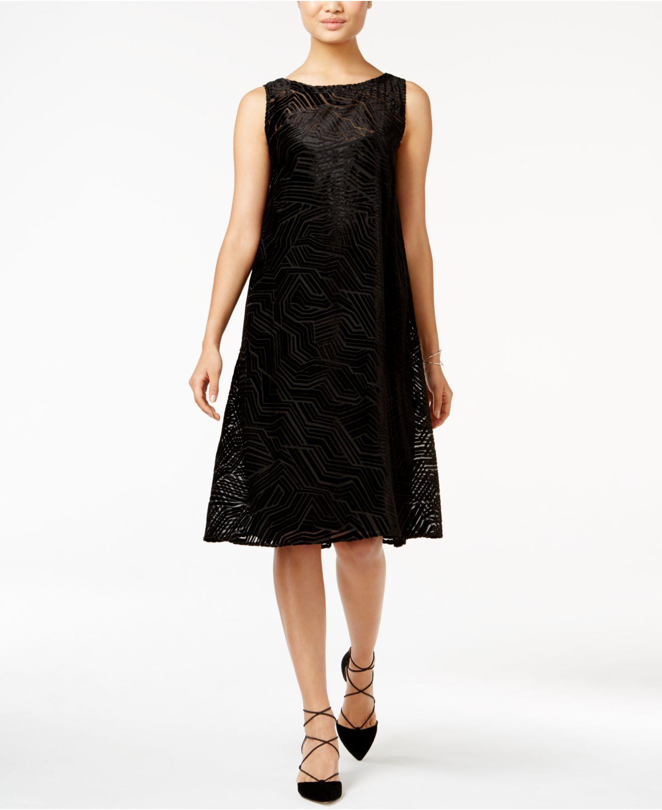 Lyst - Alfani Velvet Burnout A-line Dress in Black