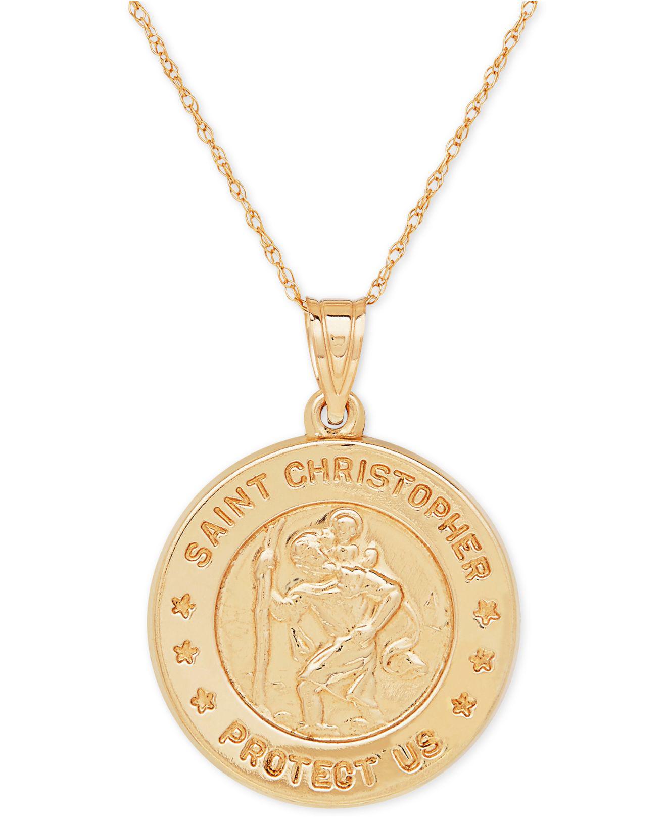 Macy S St Christopher Medallion Pendant Necklace In 14k Gold Gallery