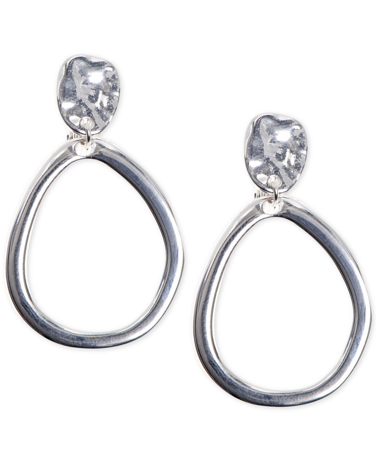 Lyst Anne Klein Hammered Style E Z Comfort Clip On Drop Hoop View Fullscreen