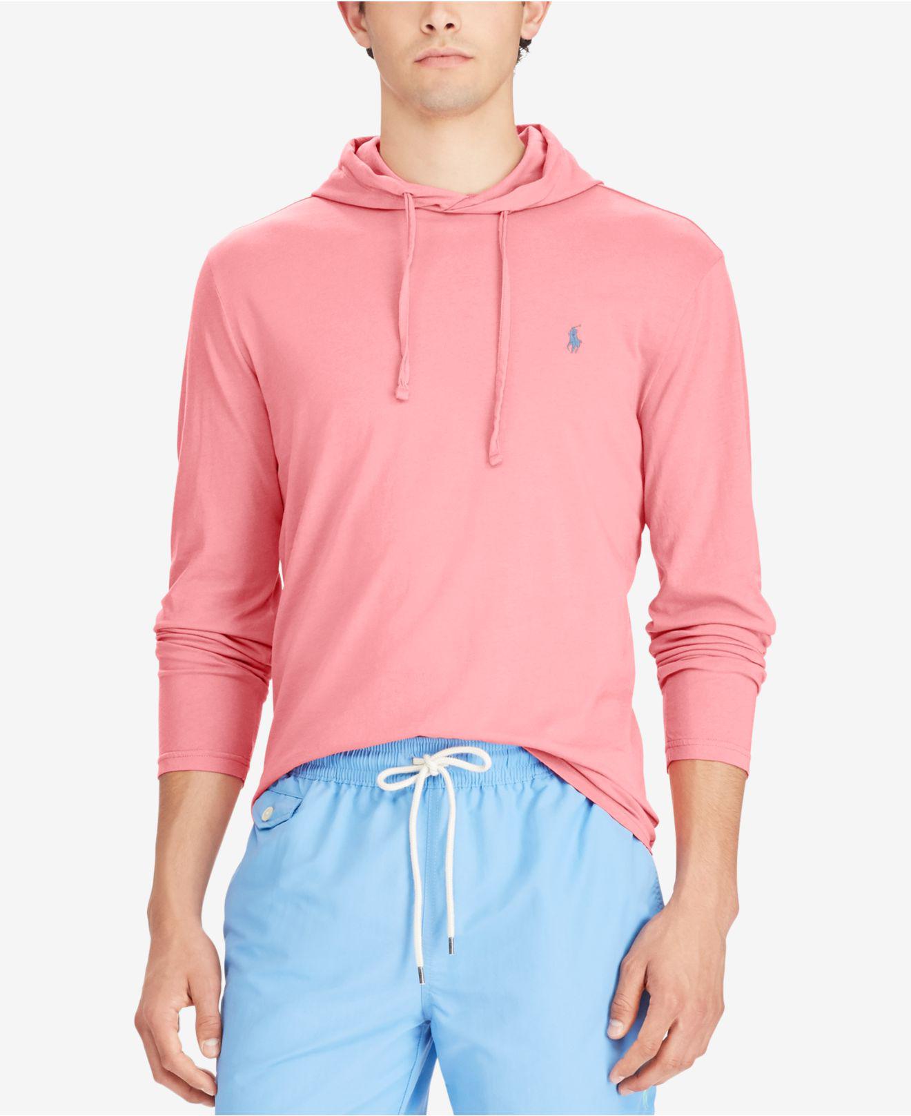 mens pink polo hoodie