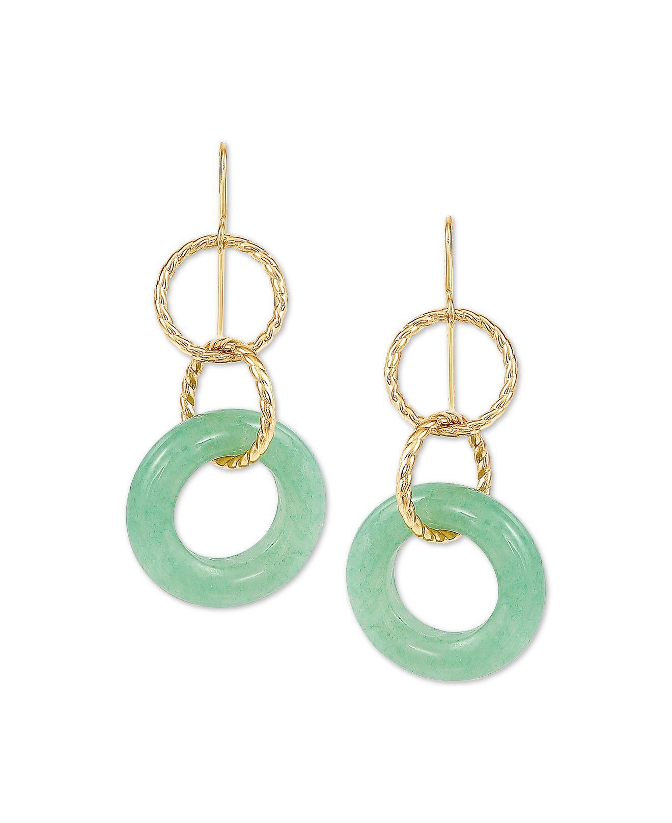 Macy's Jade Multi-ring Drop Earrings In 10k Gold in Metallic - Lyst