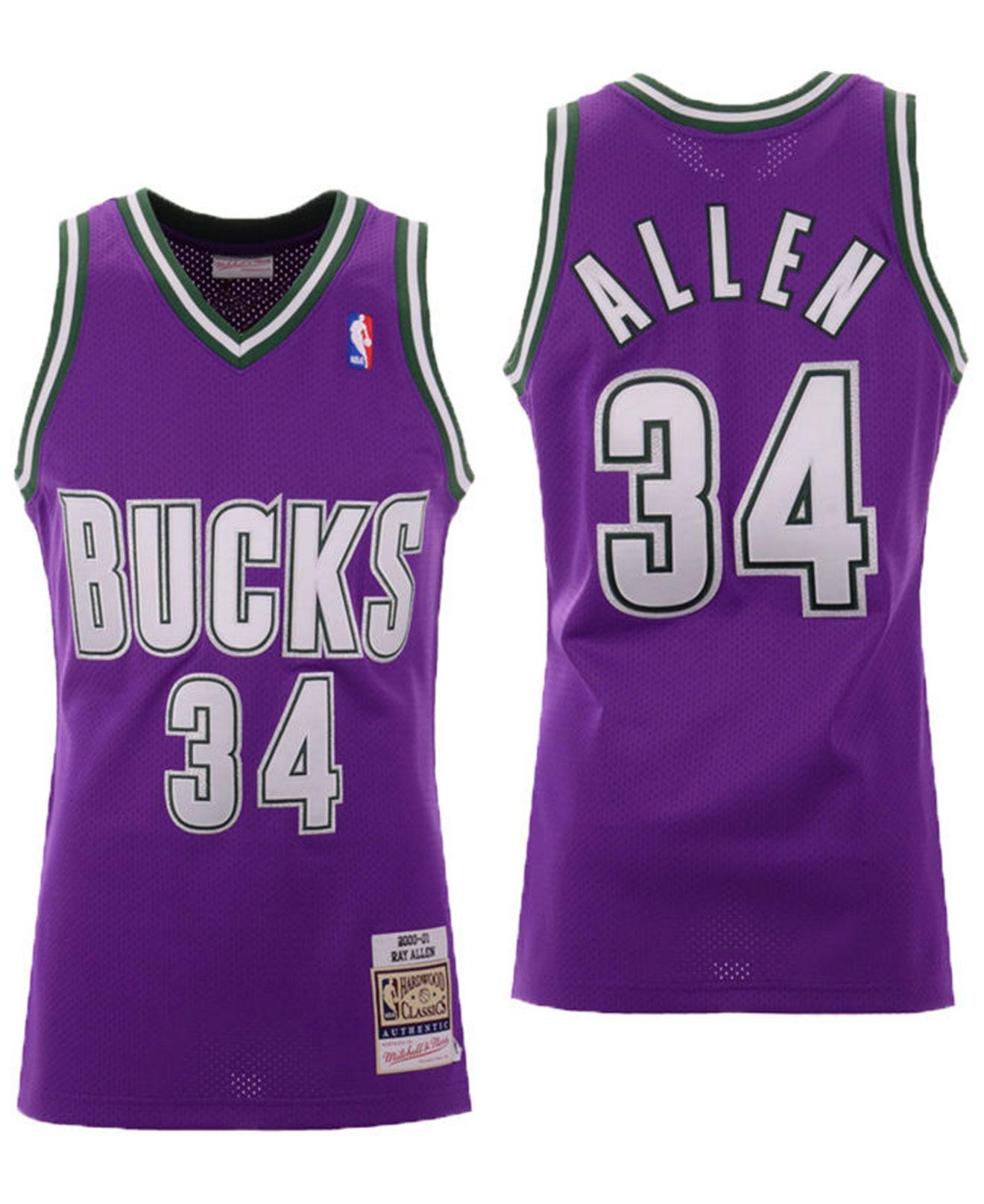 Mitchell & Ness Ray Allen Milwaukee Bucks Authentic Jersey ...