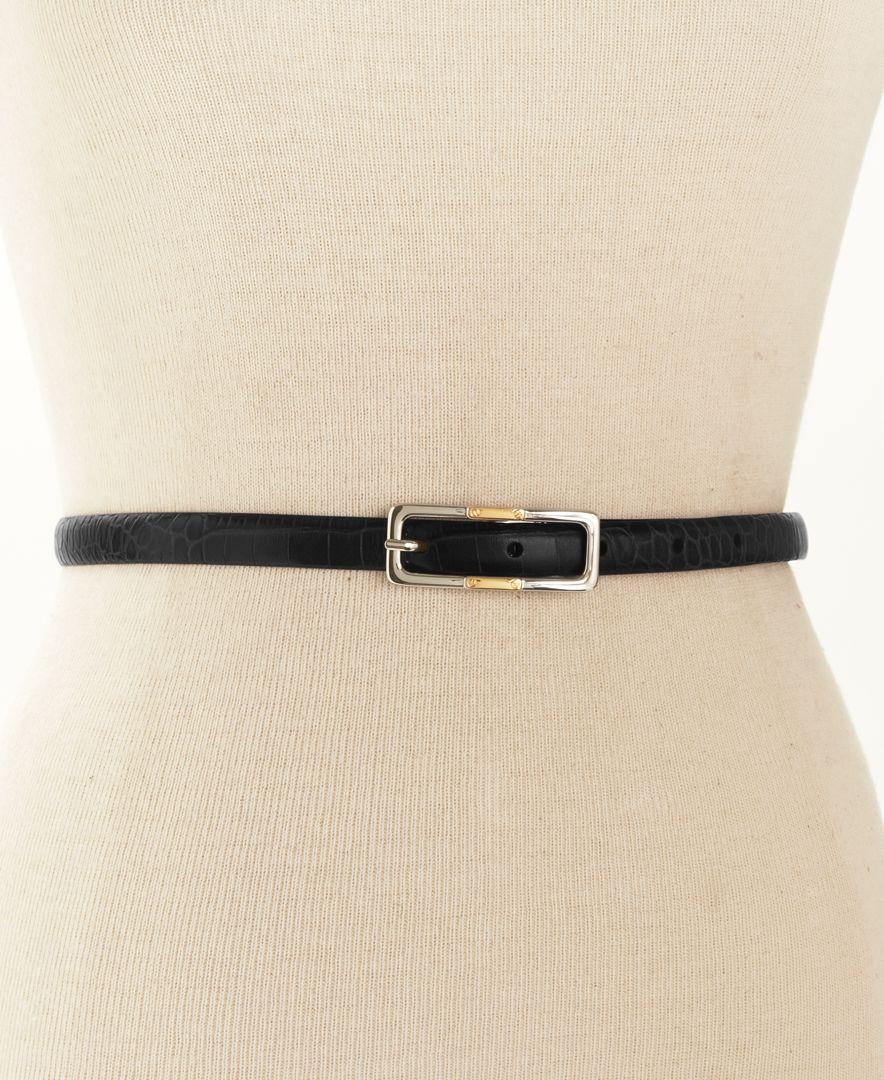 Lyst Lauren By Ralph Lauren Skinny Reversible Leather Belt in Black