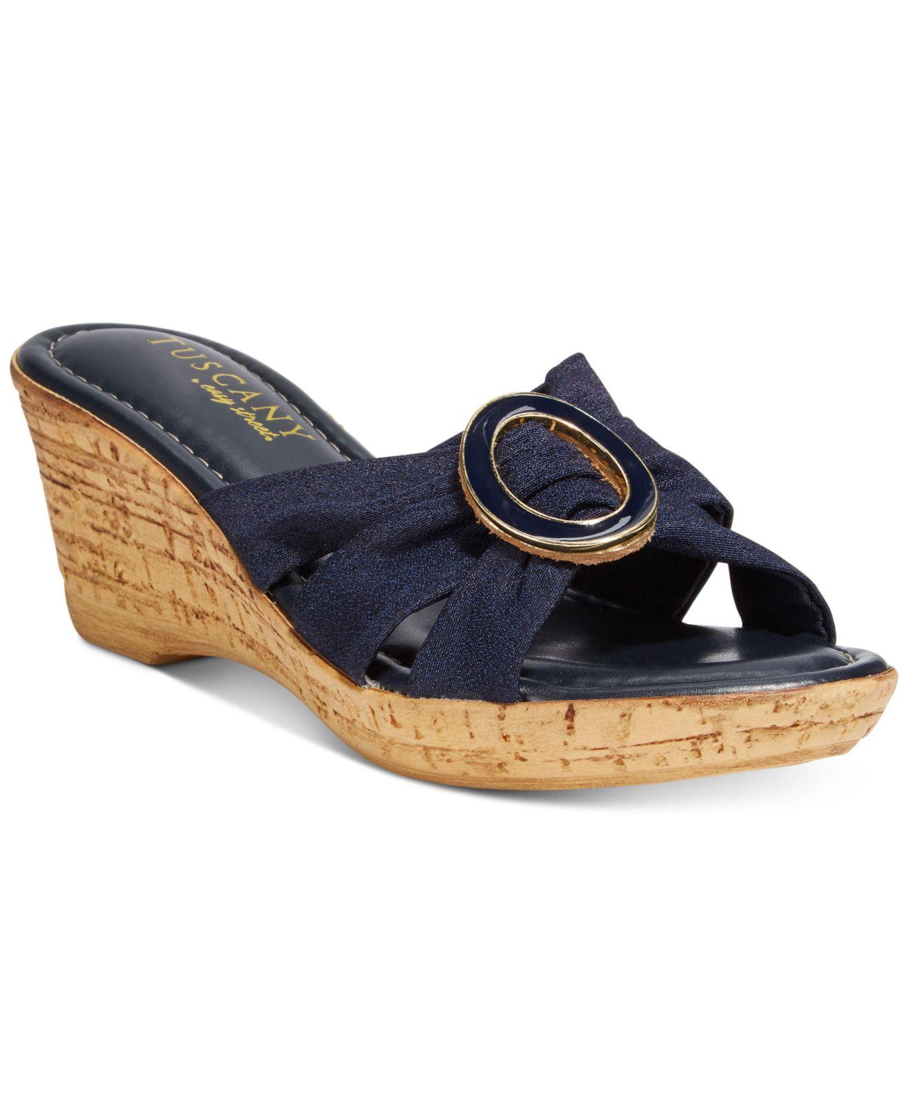 Lyst Easy Street Tuscany Conca Wedge Sandals in Blue