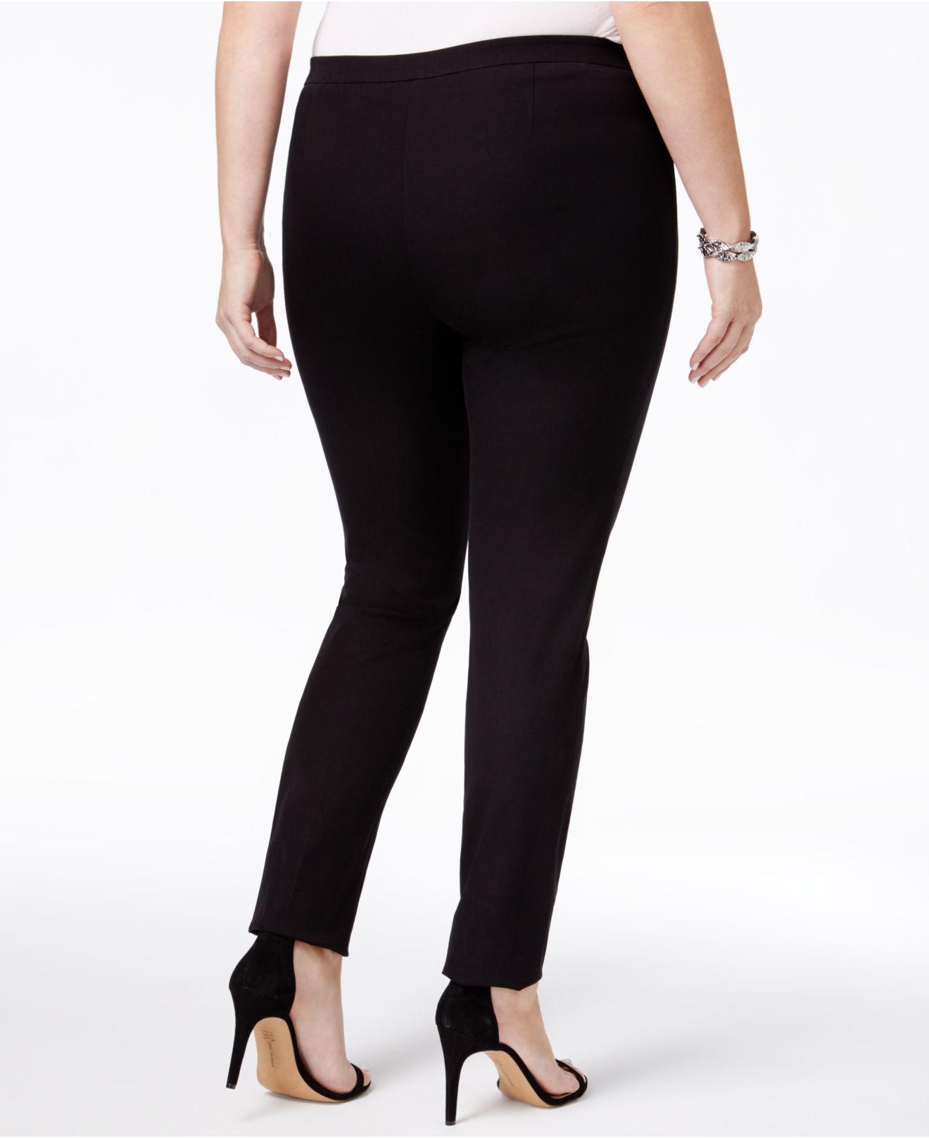 Lyst - Alfani Plus Size Pull-on Skinny Pants in Black