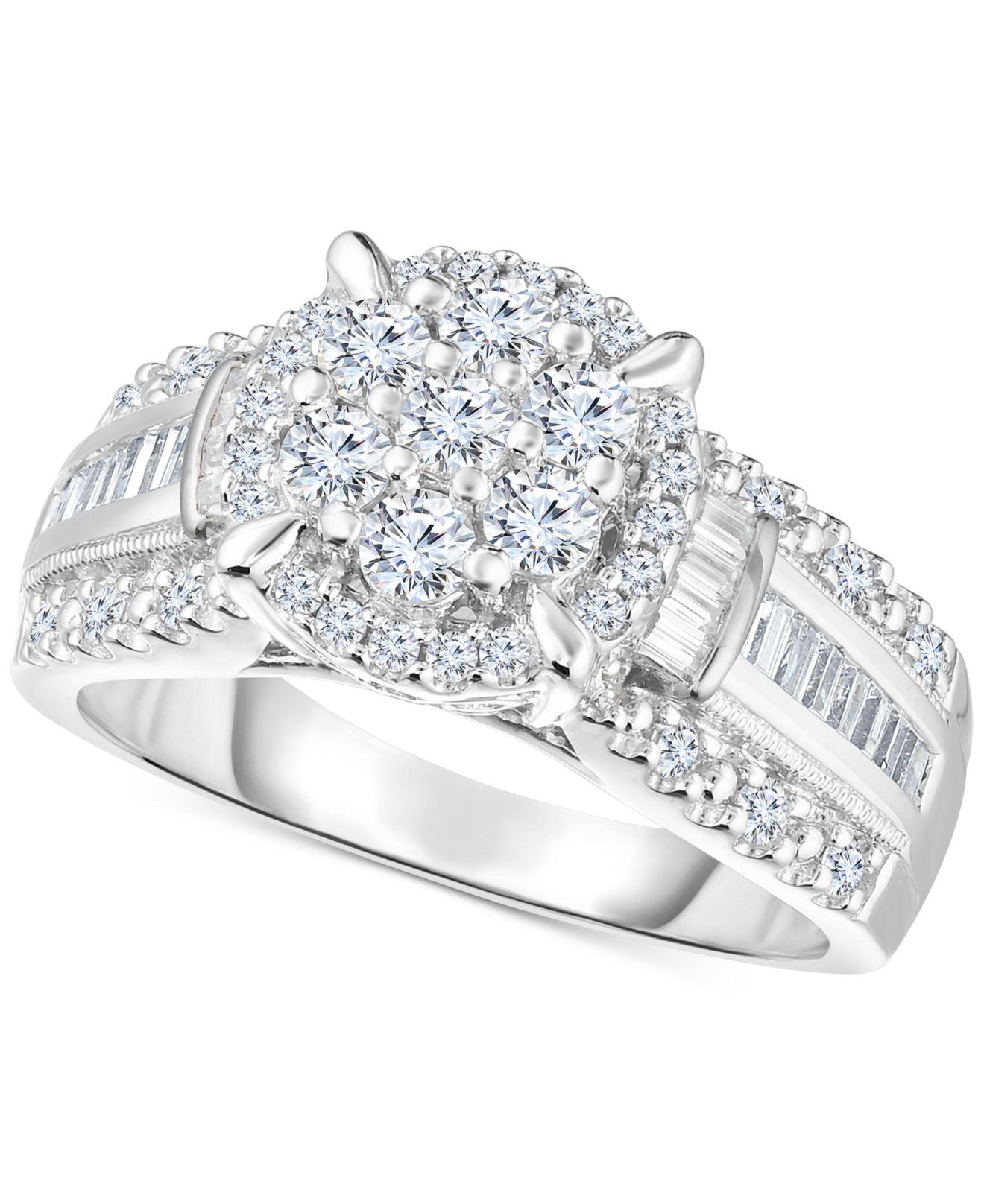 Lyst Macy S  Diamond Cluster Bridal Ring  1 Ct T w In 