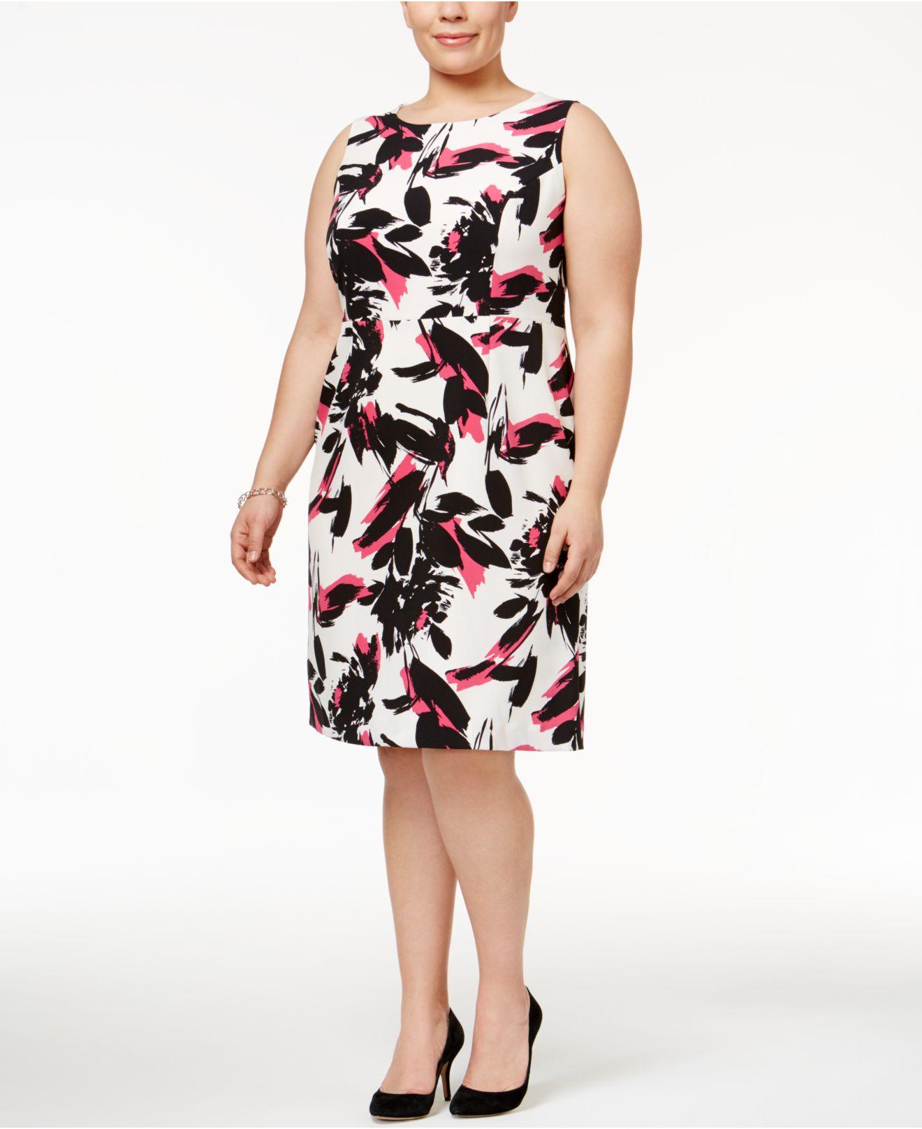 Lyst - Kasper Plus Size Printed Sheath Dress in Pink