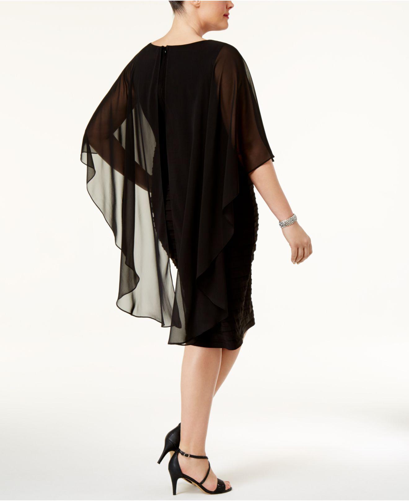 betsy and adam plus size capelet gown