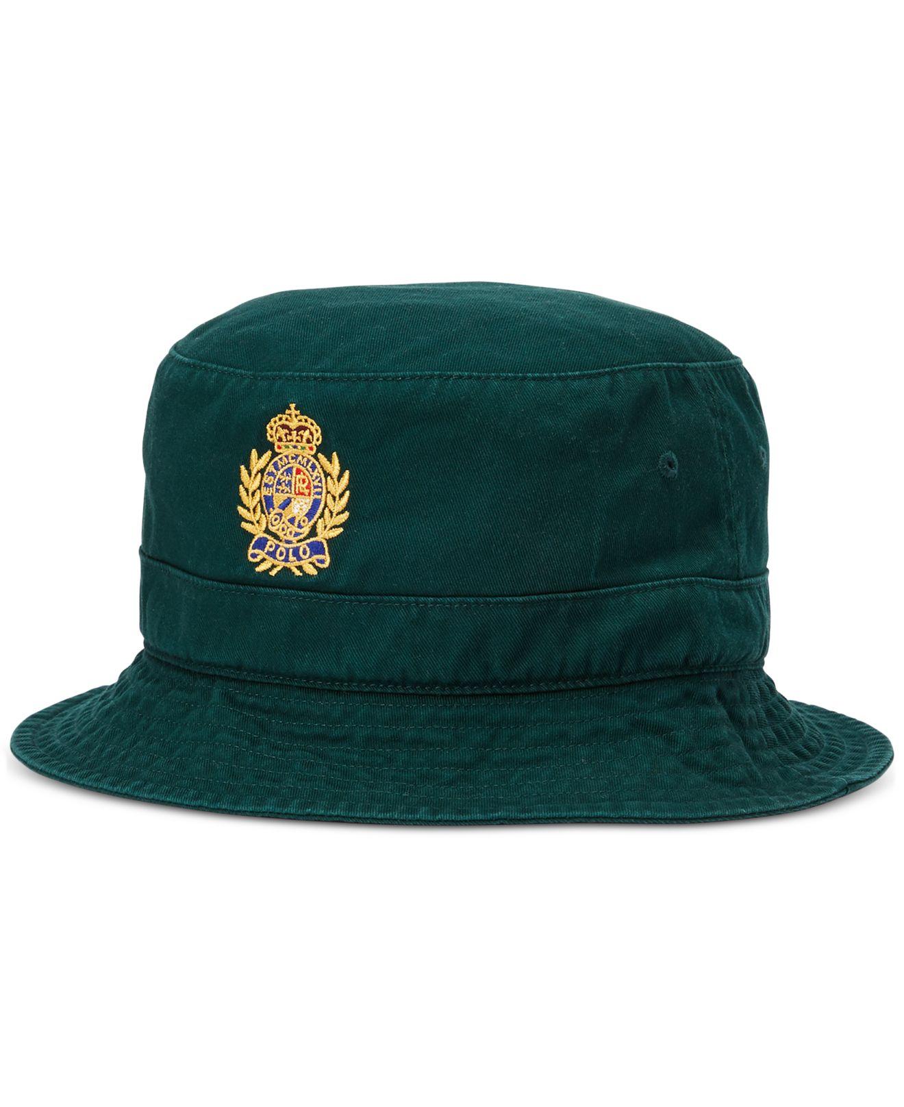 Polo Ralph Lauren Crest Cotton Twill Bucket Hat in Green for Men - Lyst