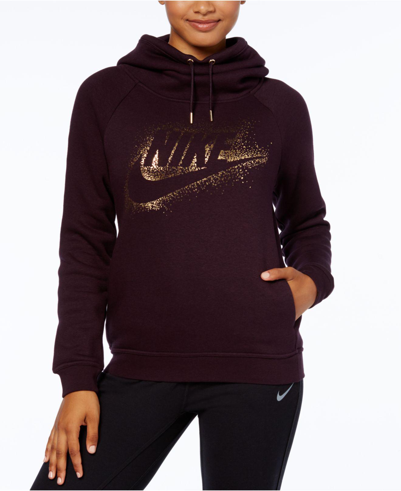 Lyst - Nike Sportswear Rally Funnel-neck Metallic-logo Hoodie