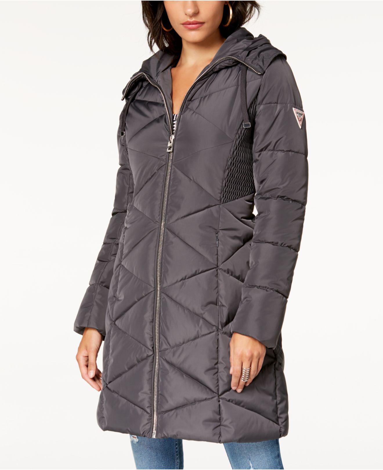 Lyst Guess Faux Fur Trim Diamond Quilted Puffer Coat Gallery