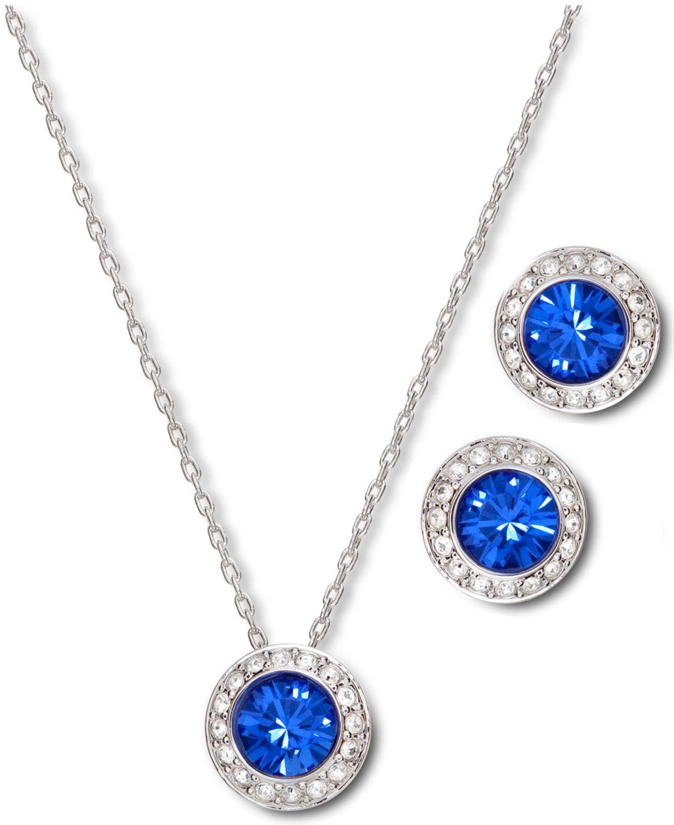 Lyst Swarovski Jewelry Set Angelic Sapphire Earrings And Pendant Set
