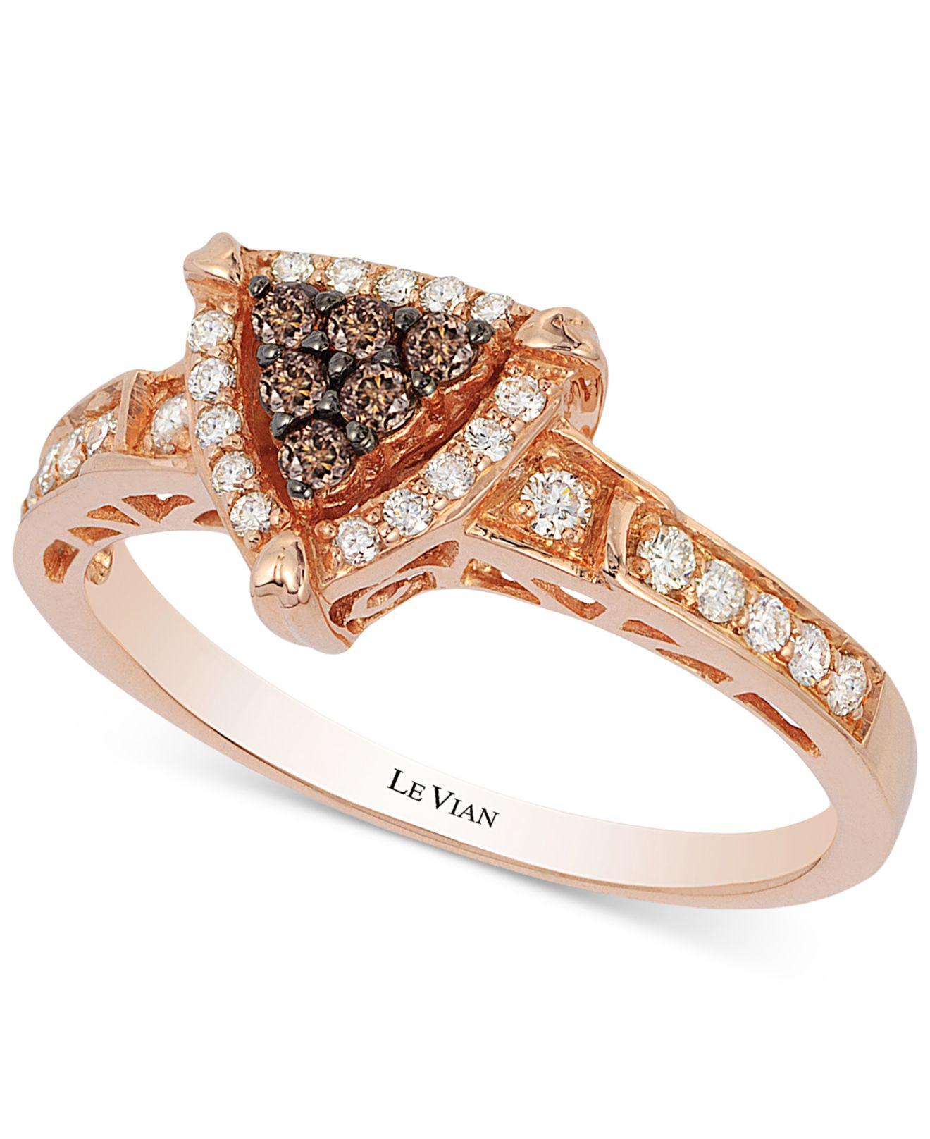 Lyst Le Vian Chocolate And Vanilla Diamond Triangle Ring (1/3 Ct. T.w.) In 14k Rose Gold in
