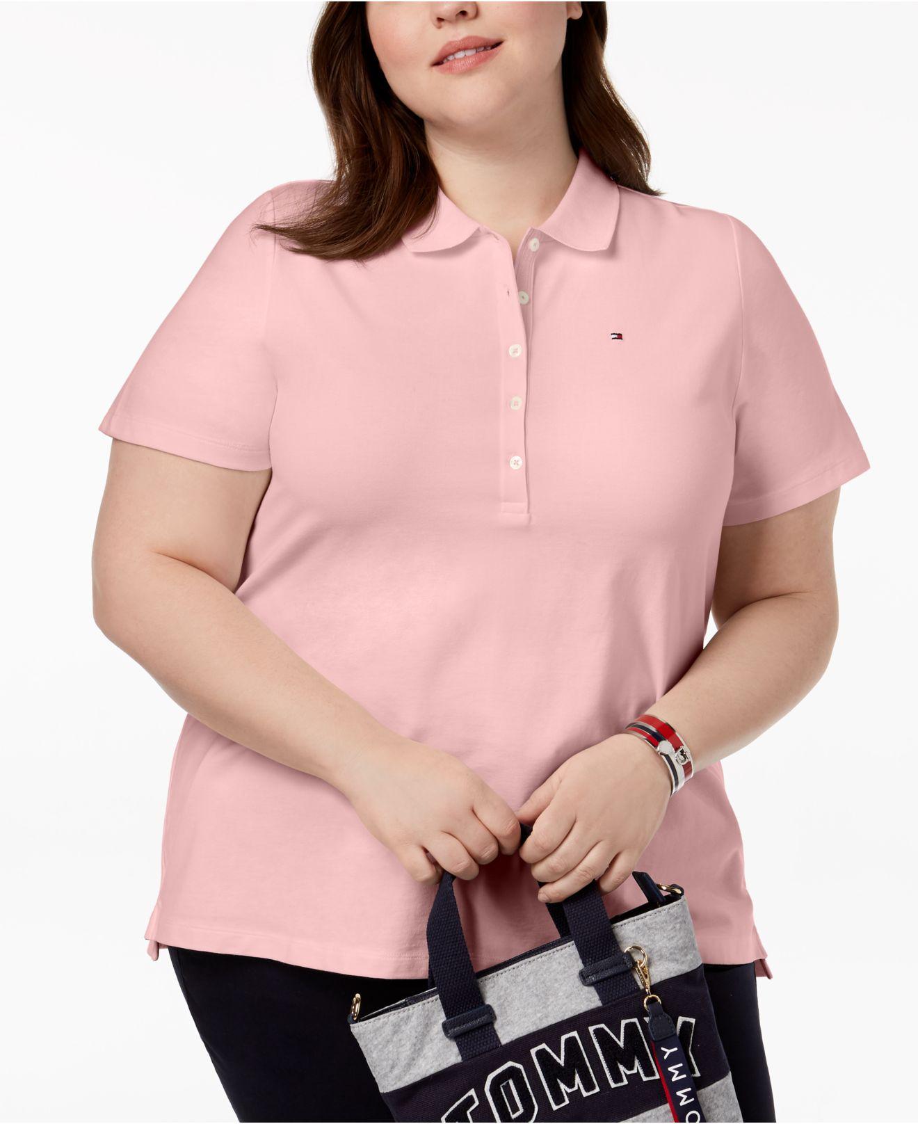 plus size pink polo shirts