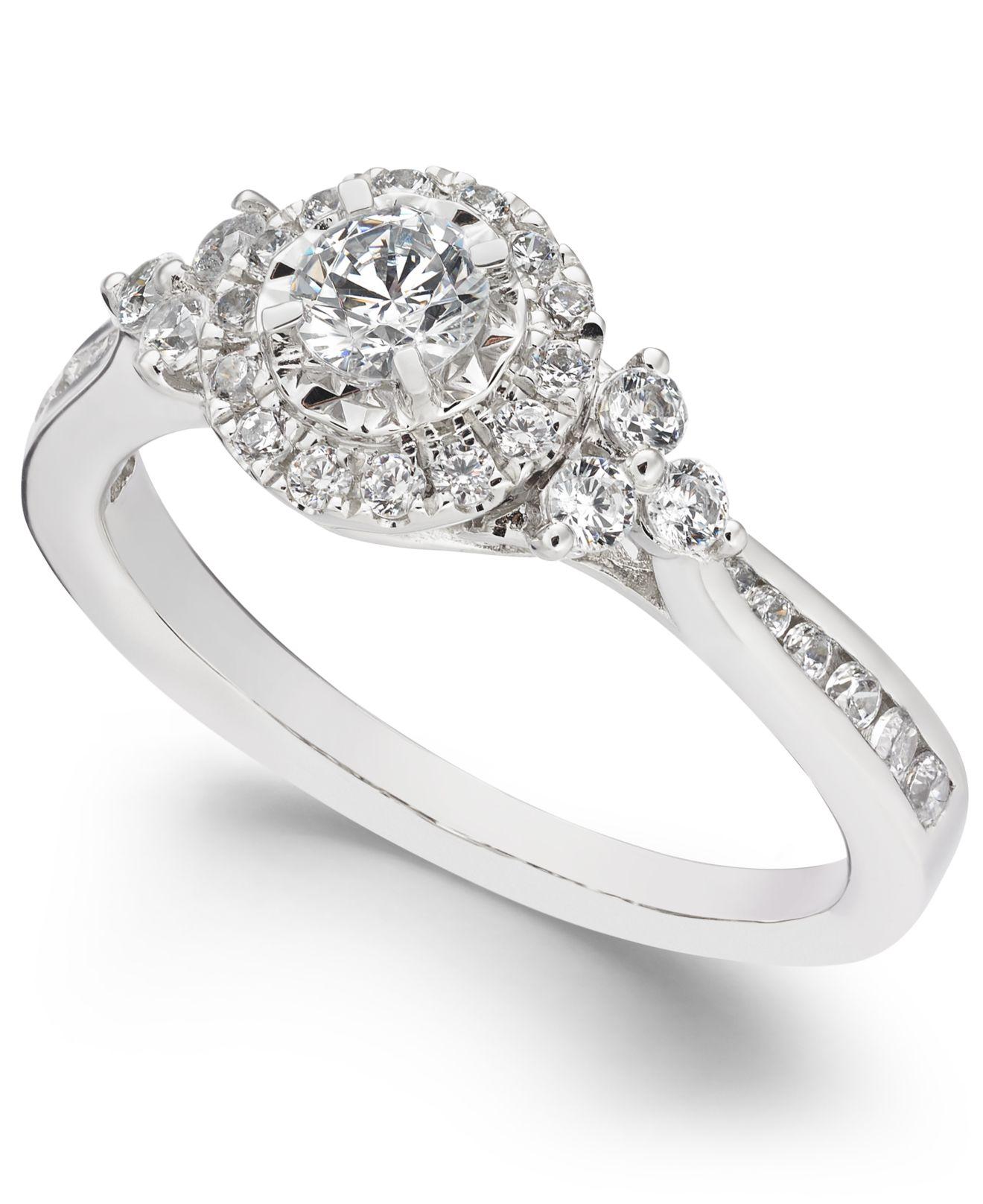  Macy s  Diamond Halo Engagement  Ring  5 8 Ct T w In 14k 