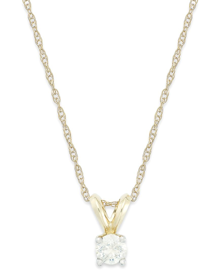 Macy's Roundcut Diamond Pendant Necklace In 10k White Or Yellow Gold