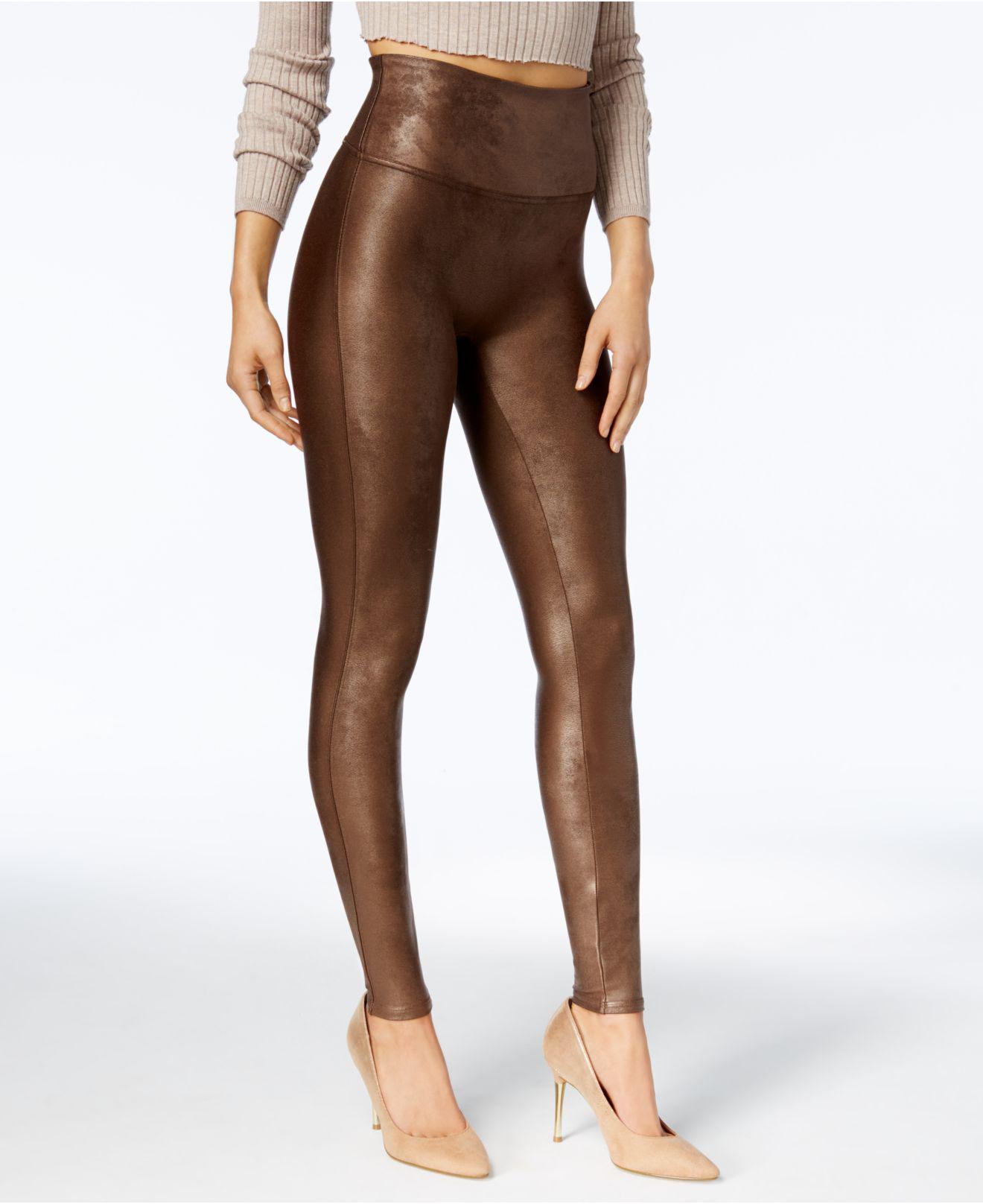 Lyst - Spanx Faux Leather Leggings in Brown