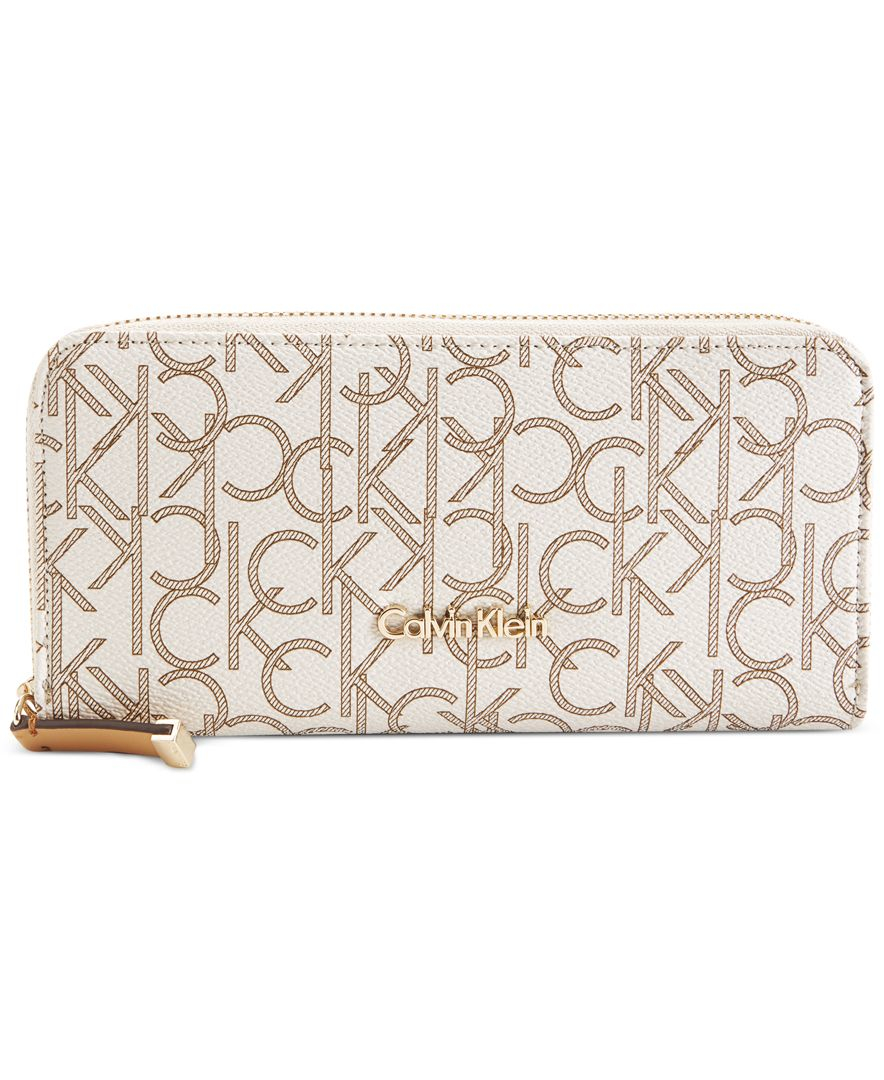 Lyst - Calvin Klein Monogram Wallet in Natural