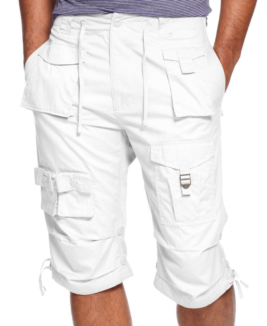 Sean john Men's Classic Flight Cargo Shorts, Only At Macy's in White