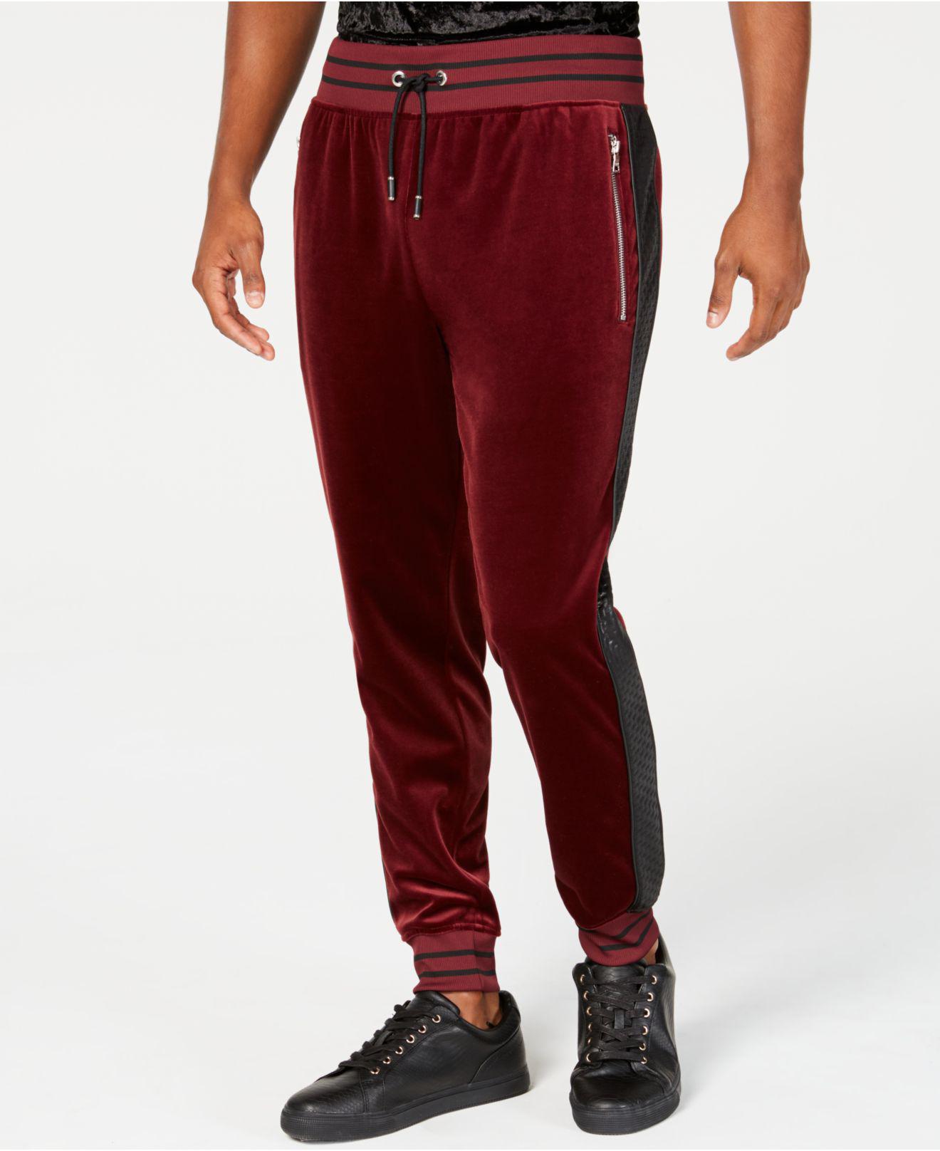 red velour pants