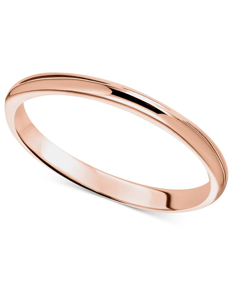 Macy's 14k Rose Gold Ring, 2mm Wedding Band Lyst