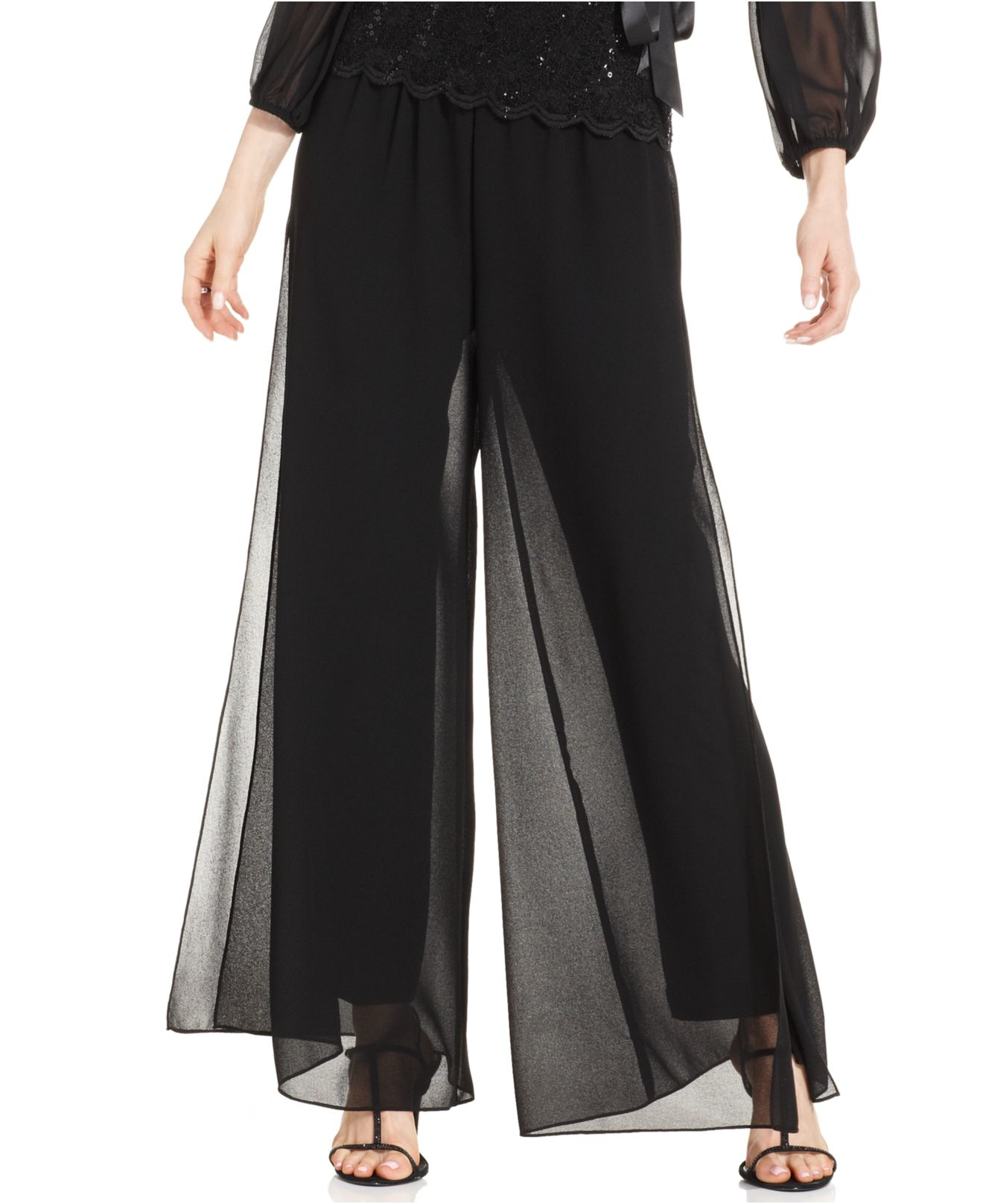 Alex evenings Trousers Wide leg Chiffon in Black  Lyst