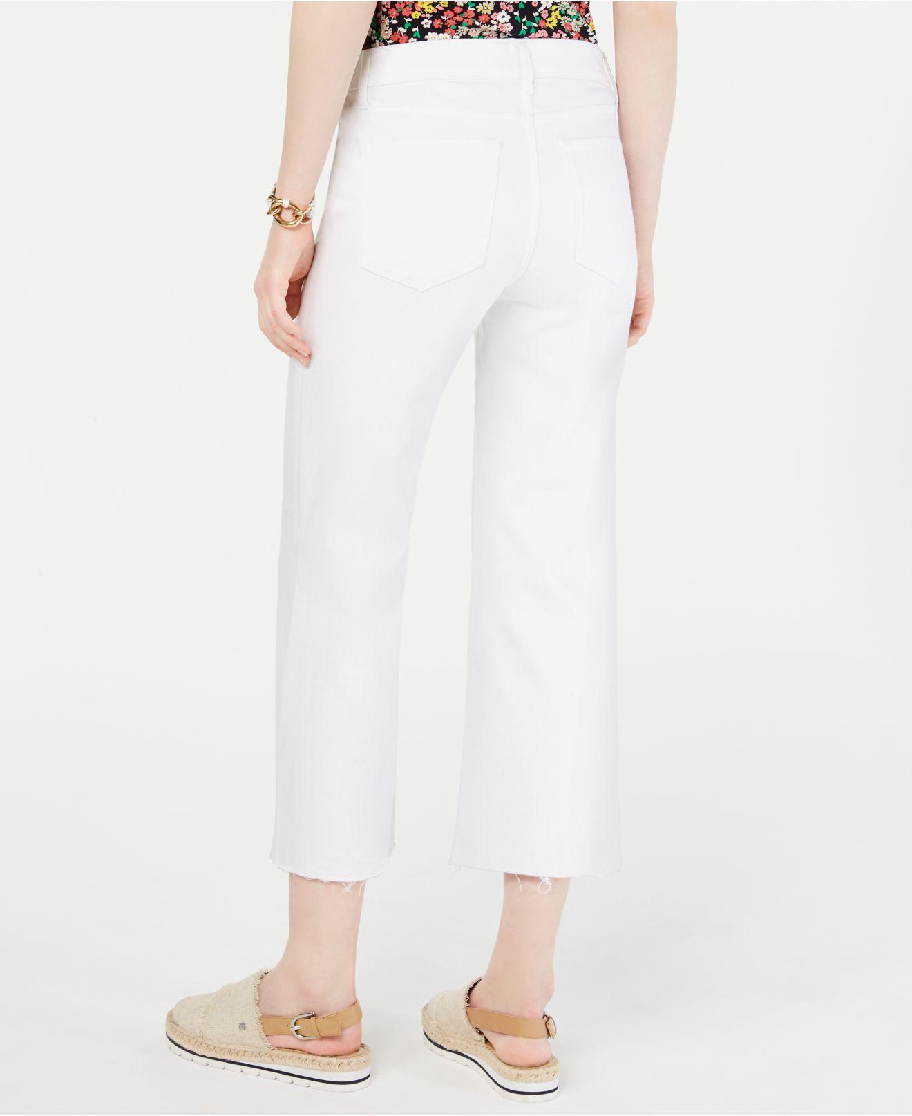 white cropped jeans