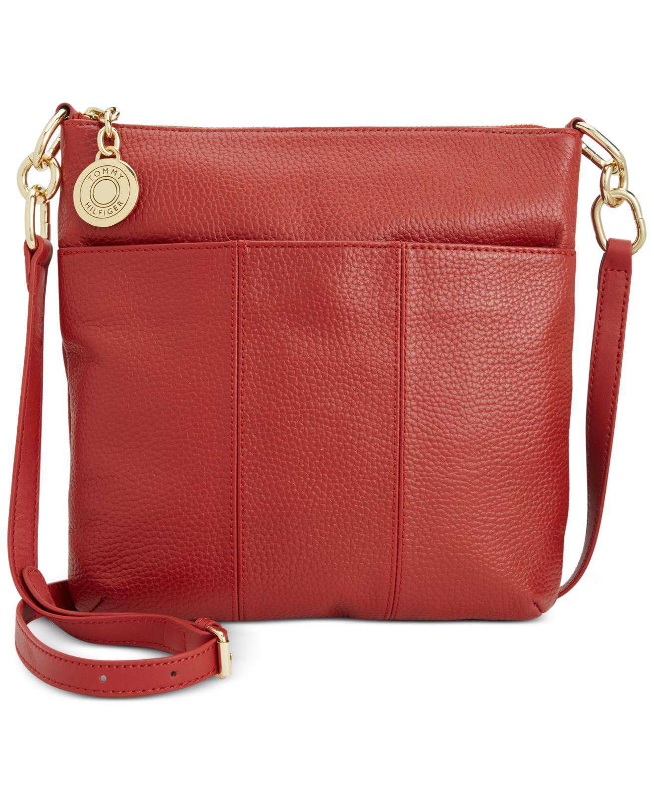 Lyst - Tommy Hilfiger Th Signature Pebble Leather Crossbody in Red