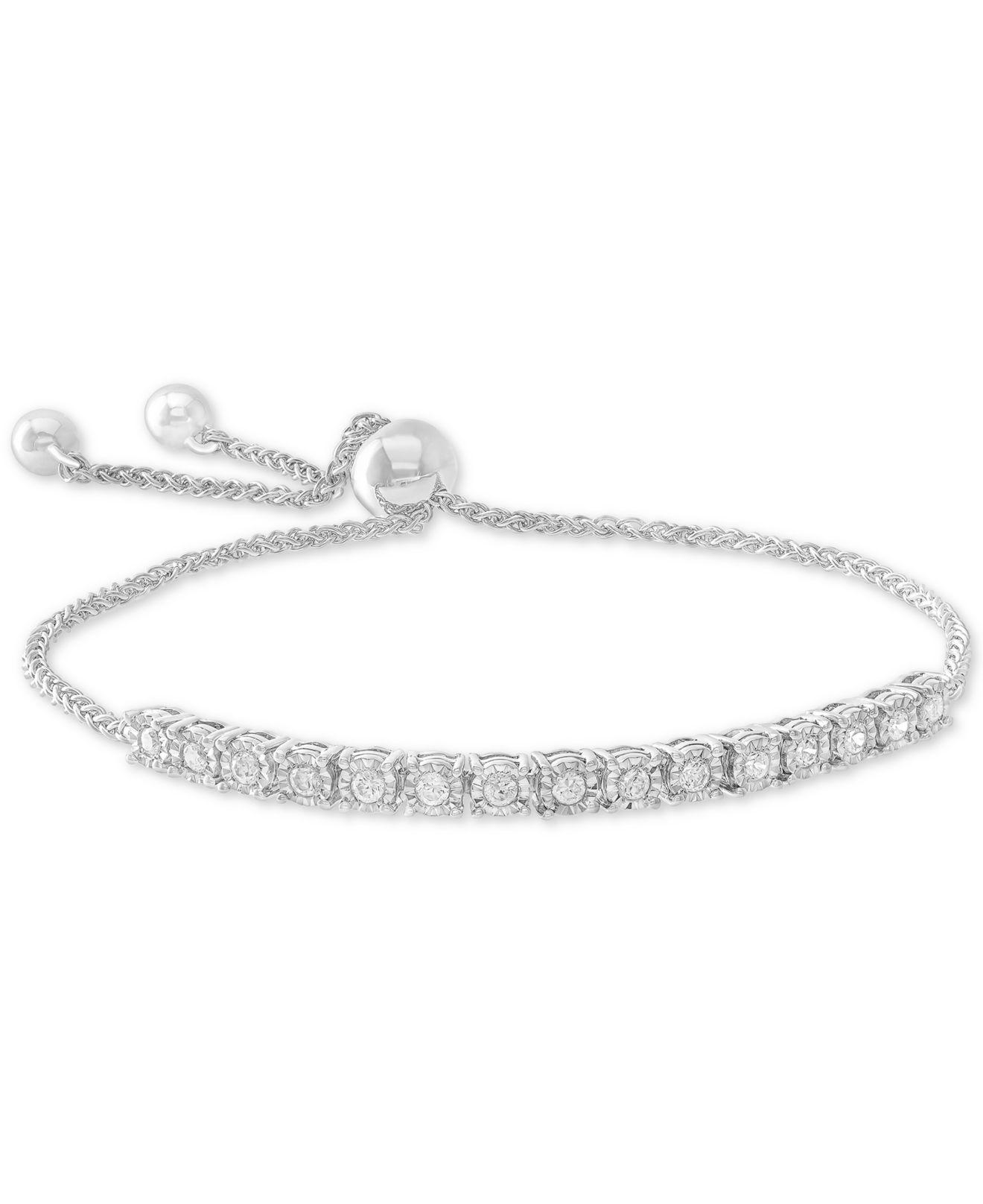 Macy's Diamond Bolo Bracelet (1/2 Ct. T.w.) In Sterling Silver in