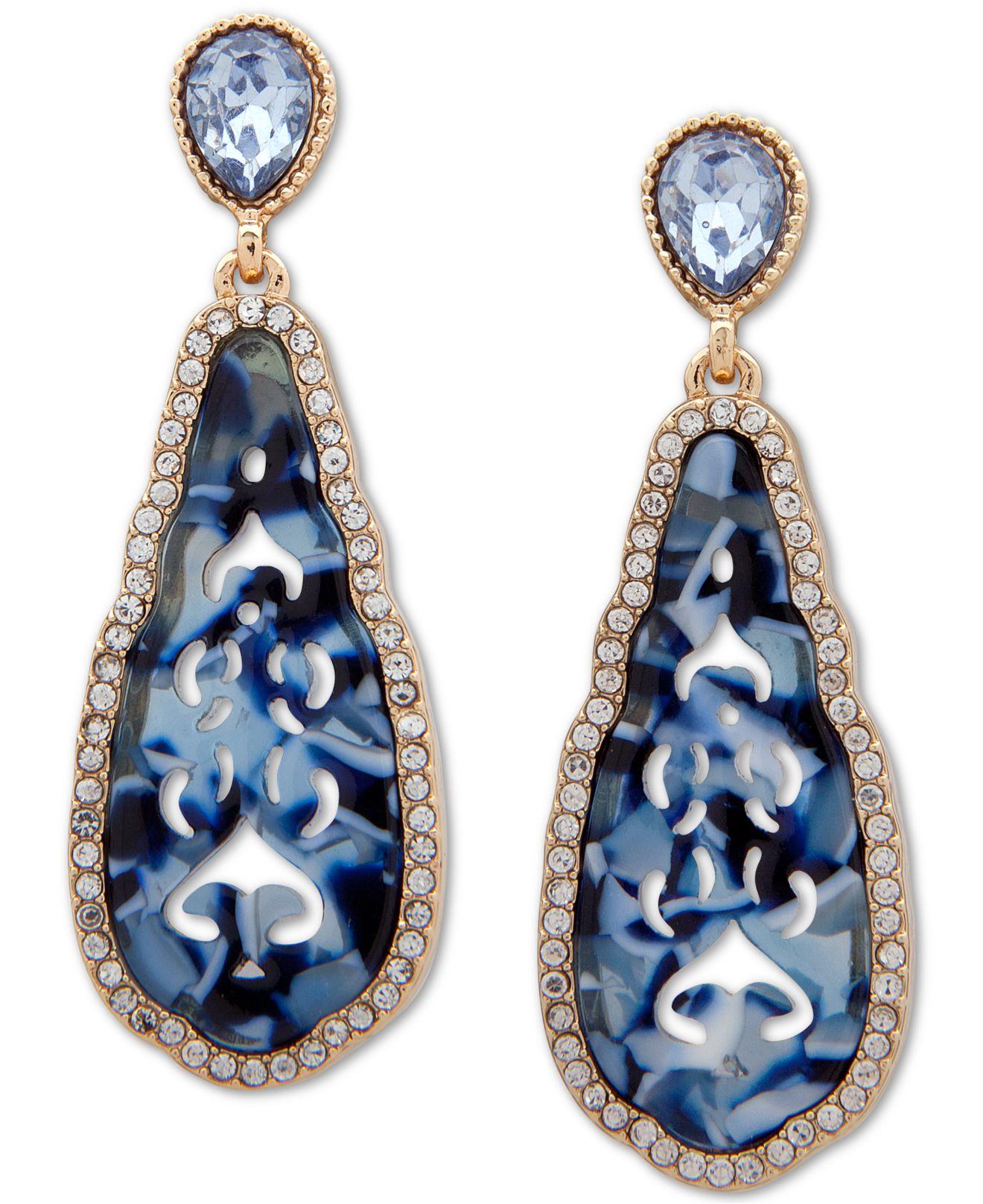 Lonna & Lilly Gold-tone Faceted Blue Teardrop Earrings in Blue - Lyst