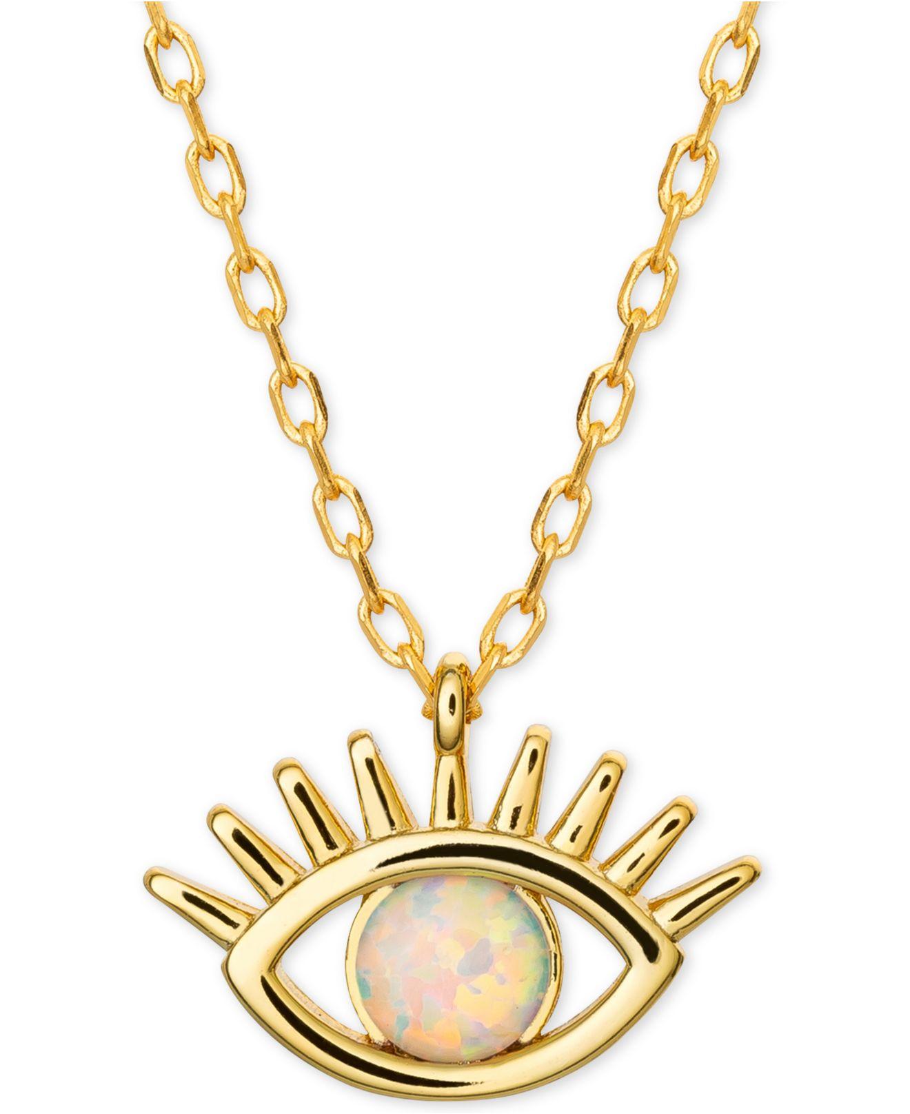 Lyst - Macy's Imitation Opal Eye Pendant Necklace In 18k ...