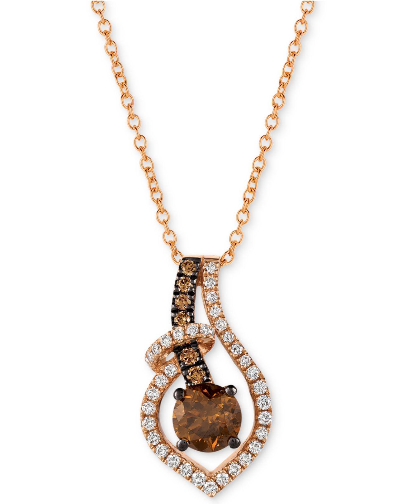 Lyst Le Vian Chocolatier® Diamond 18" Pendant Necklace (5/8 Ct. T.w.) In 14k Rose Gold in Metallic