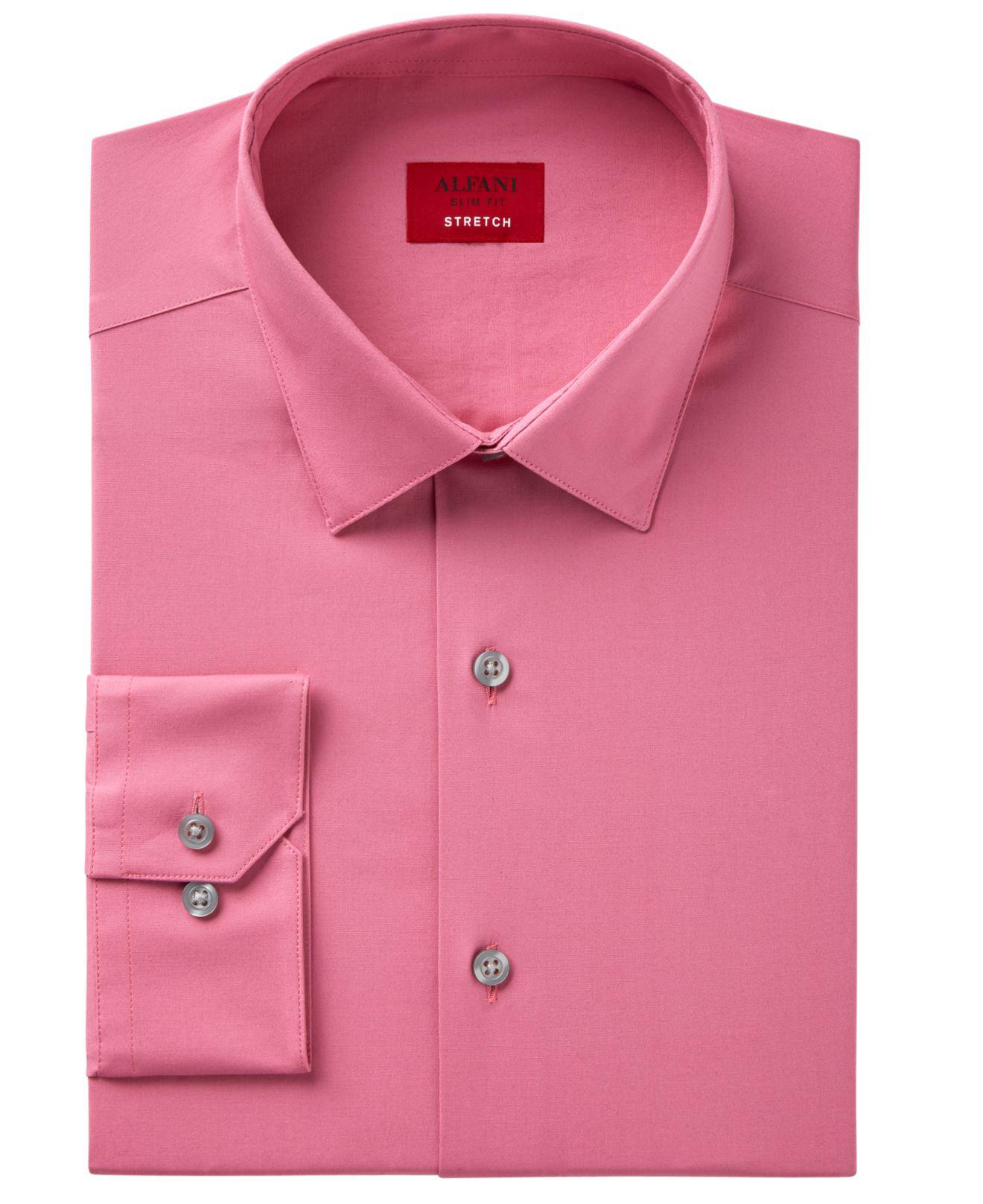 Alfani Men's Slim-fit Stretch Solid Dress Shirt in Pink for Men | Lyst
