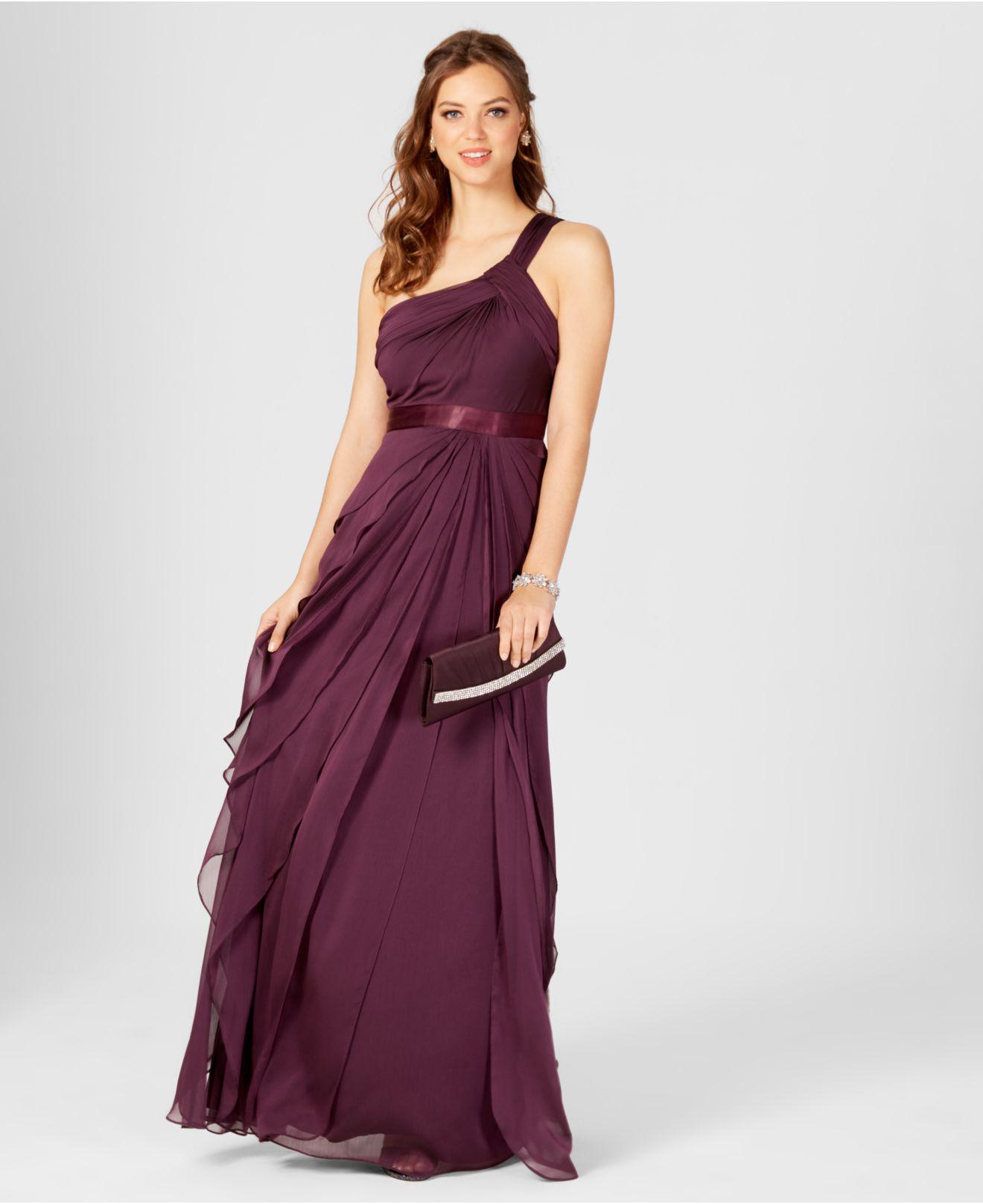 purple one shoulder