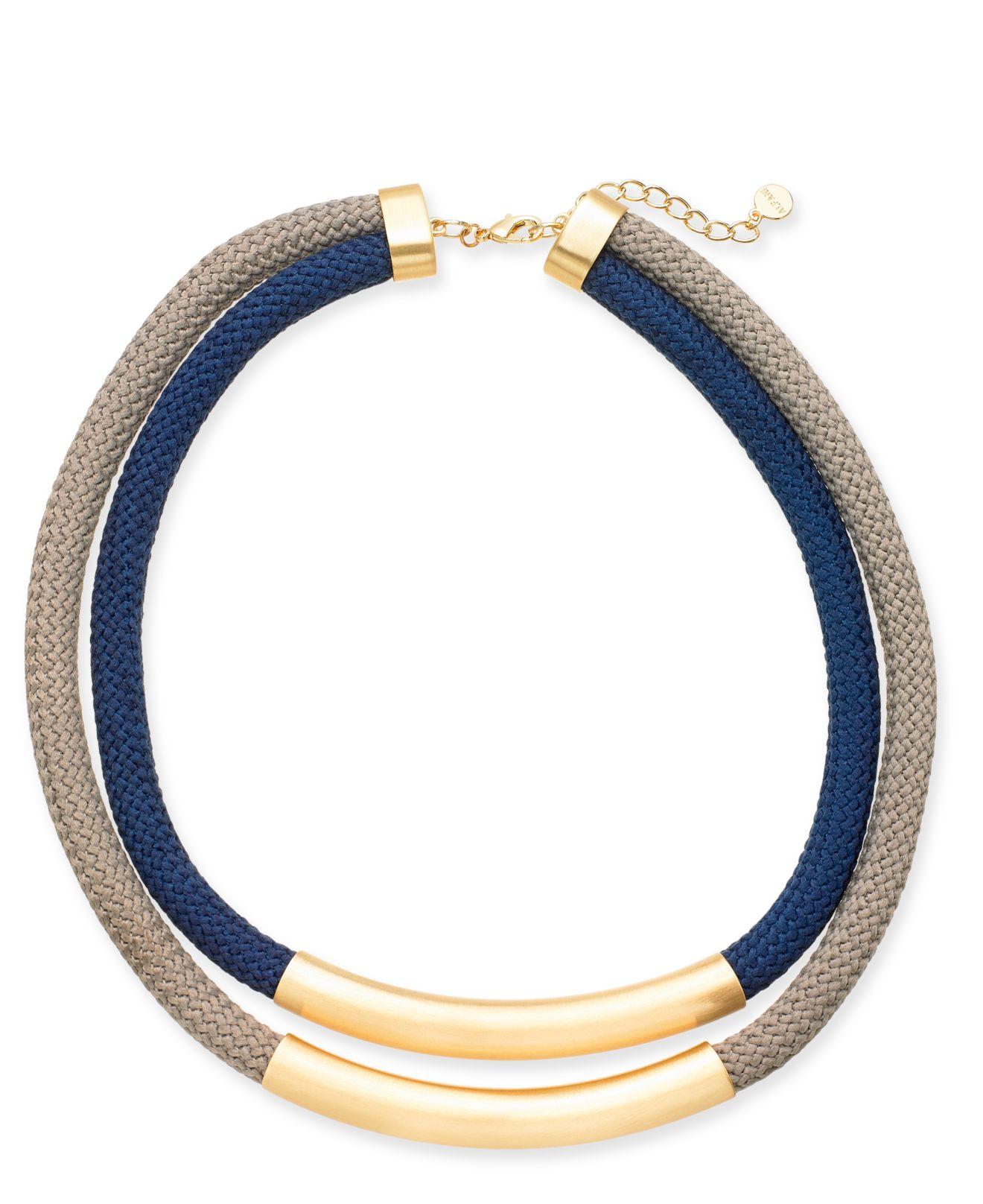 Alfani Gold-tone Woven Rope Layered Statement Necklace, Created For ...