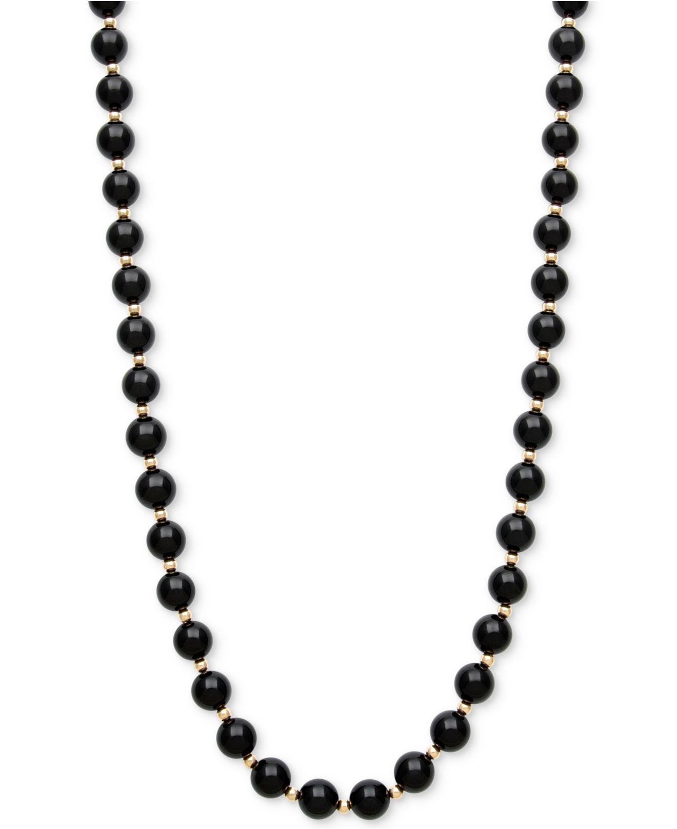 Macy's Onyx Bead Necklace (8mm) In 10k Gold in Black - Save 50% - Lyst