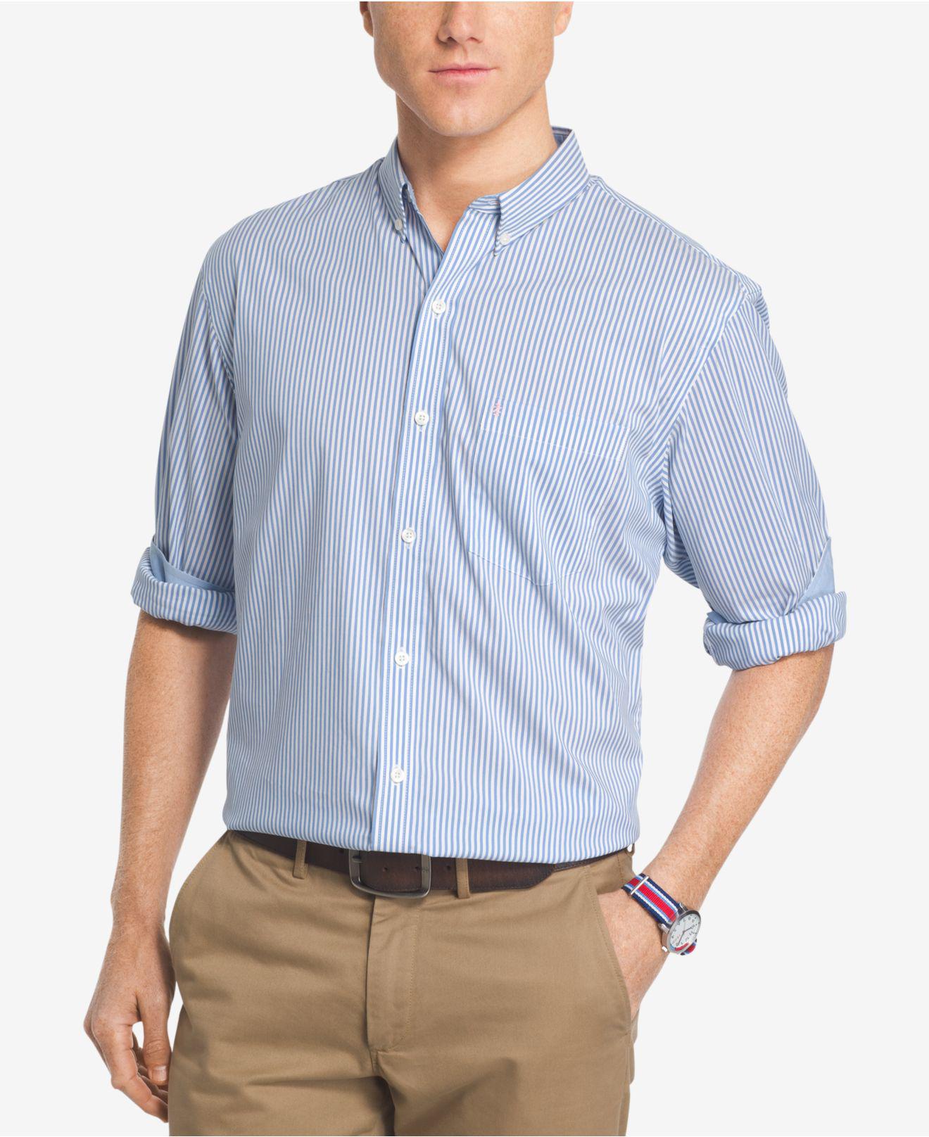 Izod Men S Advantage Bengal Striped Shirt In Blue For Save Izod
