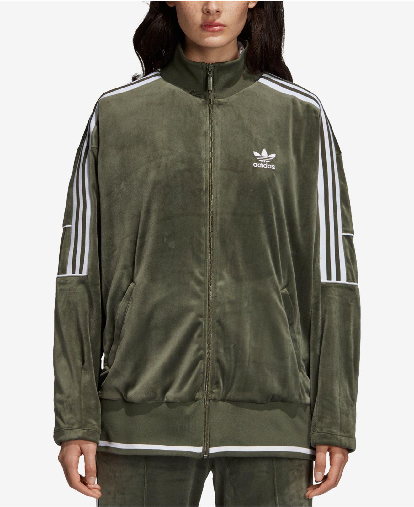 Lyst - adidas Originals Velvet Three-stripe Track Jacket ...