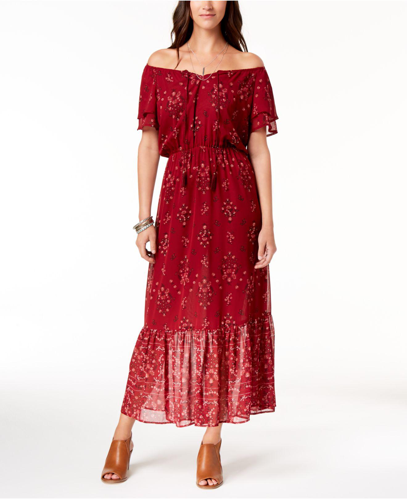 Style & Co. Printed Off-the-shoulder Dress, Created For Macy&#39;s in Red - Lyst