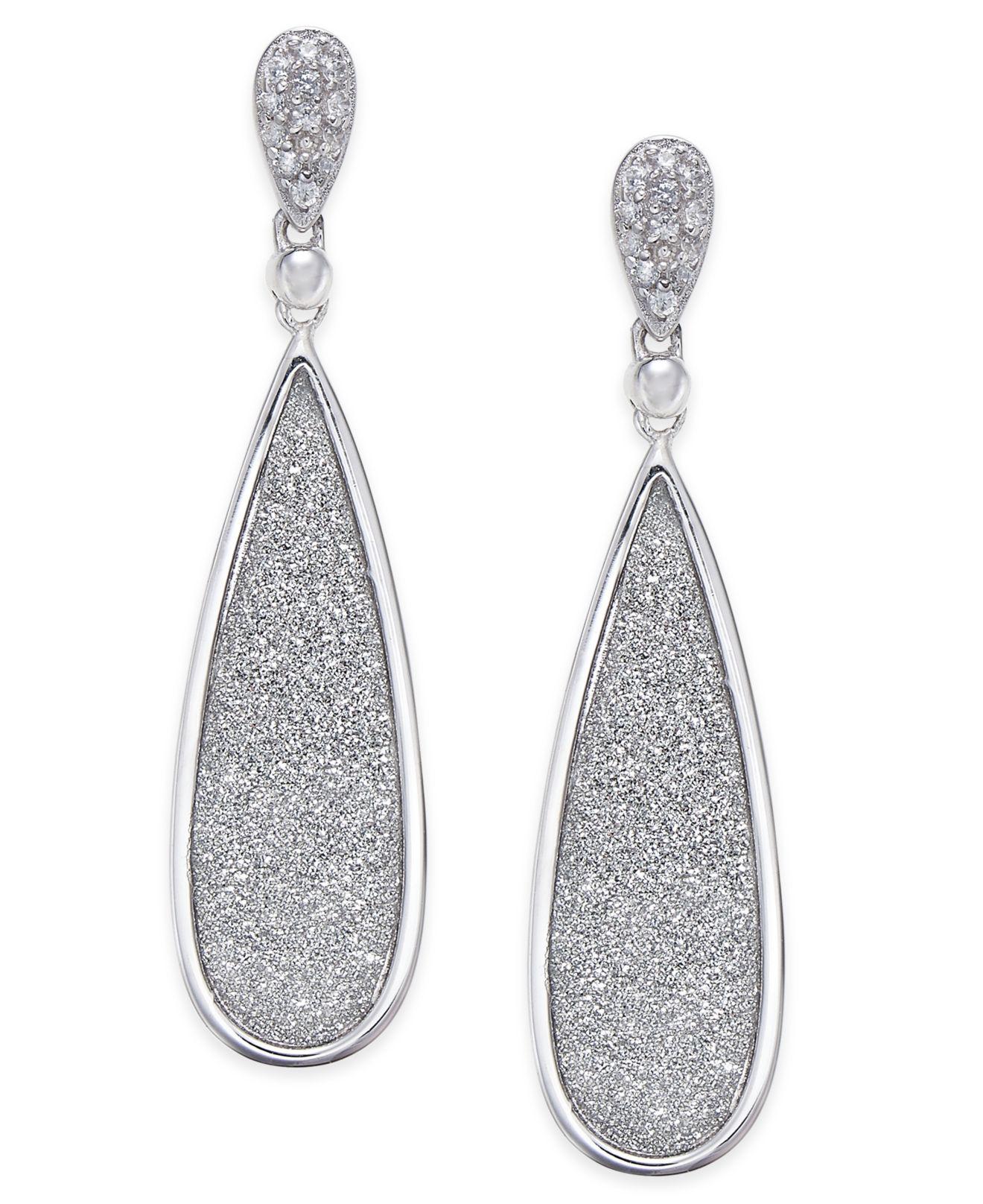 Lyst Macy'S Diamond Glitter Drop Earrings (1/5 Ct. T.w.) In Sterling