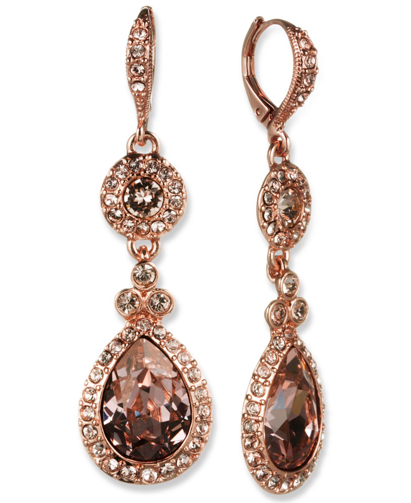 Lyst Givenchy Earrings Silver Tone Swarovski Element Double Drop Givenchy Women S Metallic Earrings