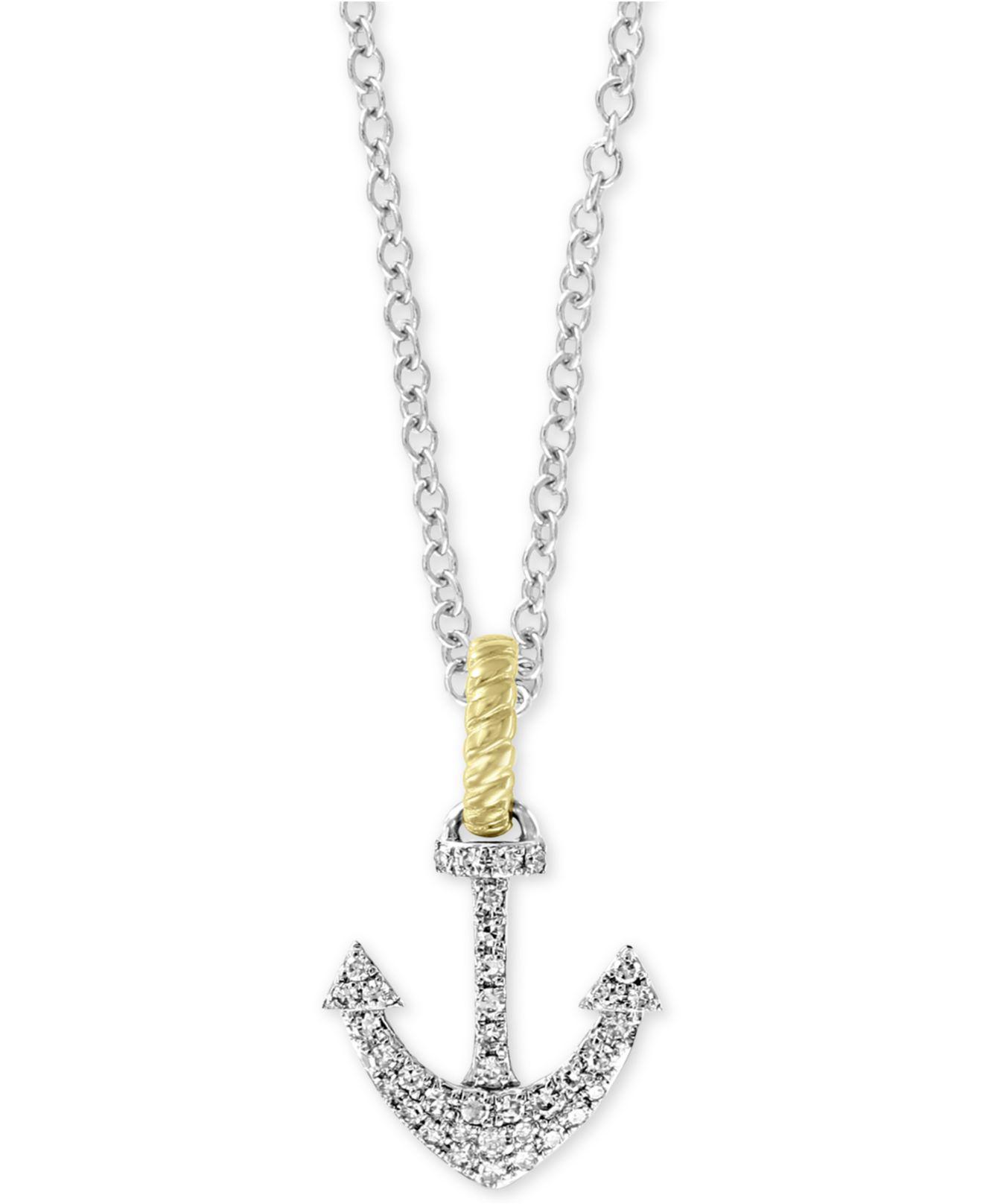 Lyst Effy Collection Diamond Two Tone Anchor 18 Pendant View Fullscreen