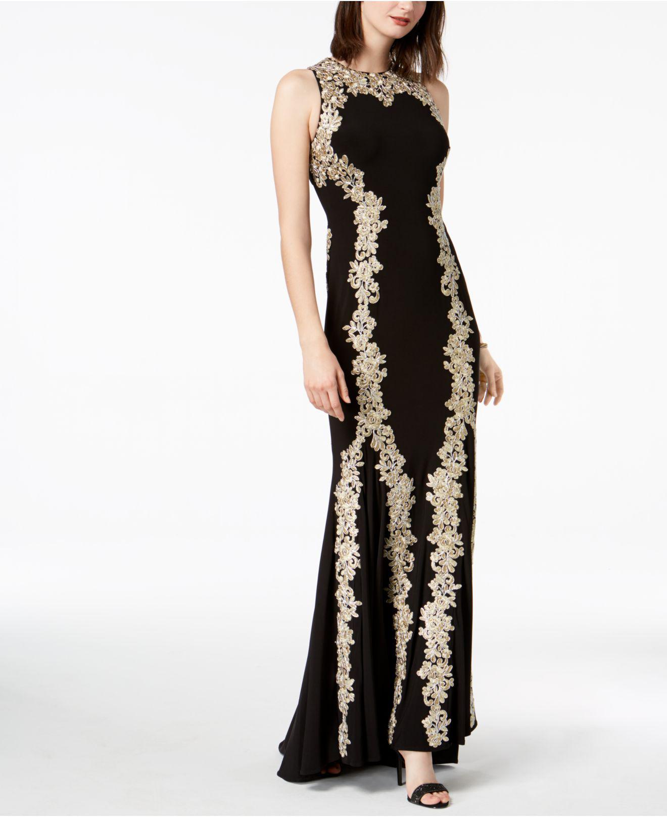 Adam Embroidered Halter Gown Outlet 