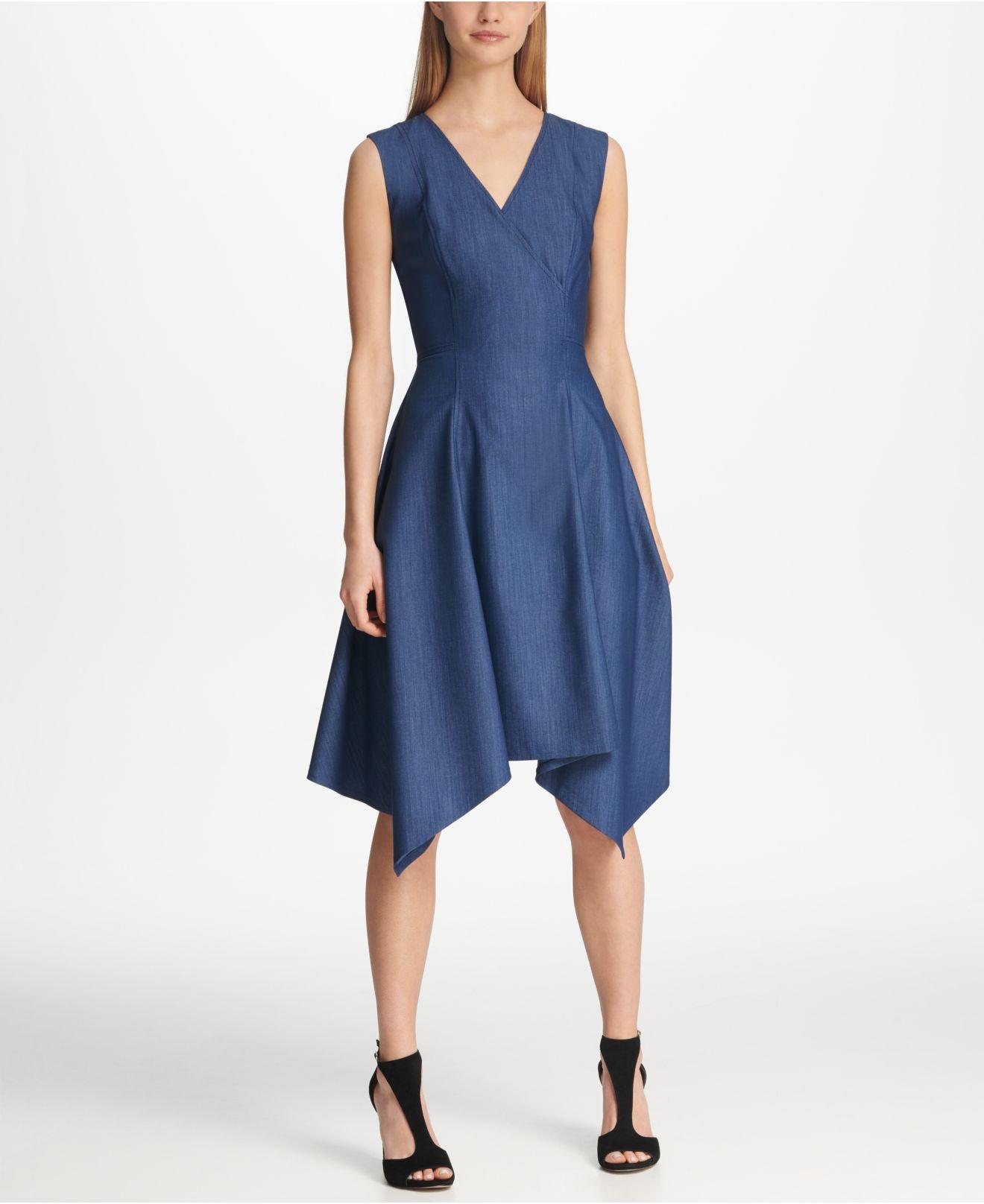 Blue Handkerchief Hem Dress